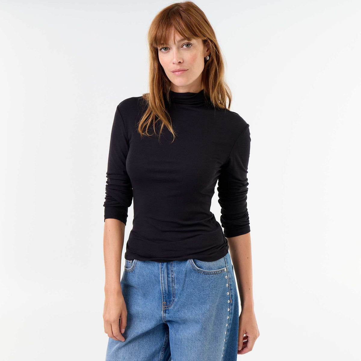 Sous-pull stretch à col roulé NOIR
