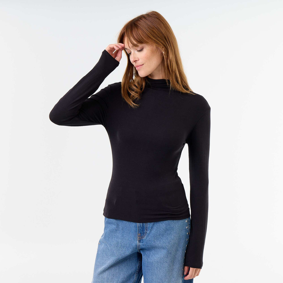 Sous-pull stretch à col roulé NOIR