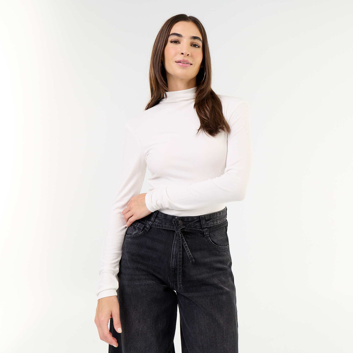 Sous-pull stretch à col roulé BLANC