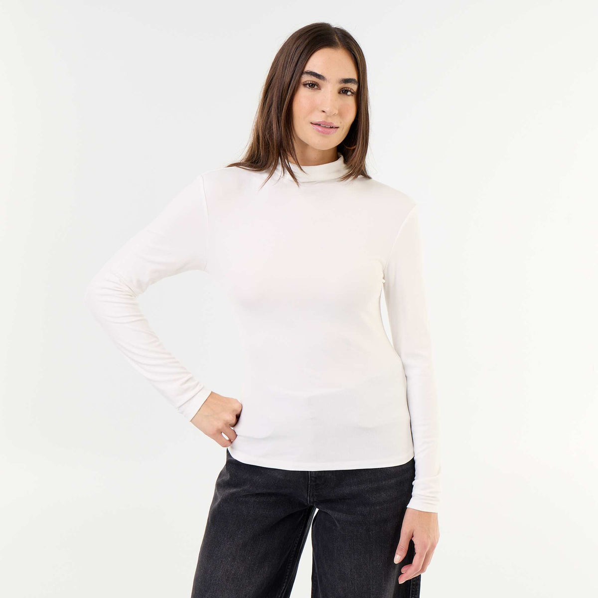 Sous-pull stretch à col roulé BLANC