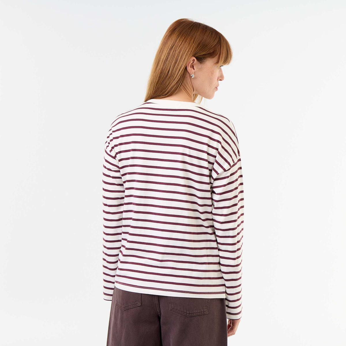 Tee-shirt manches longues rayé BLANC