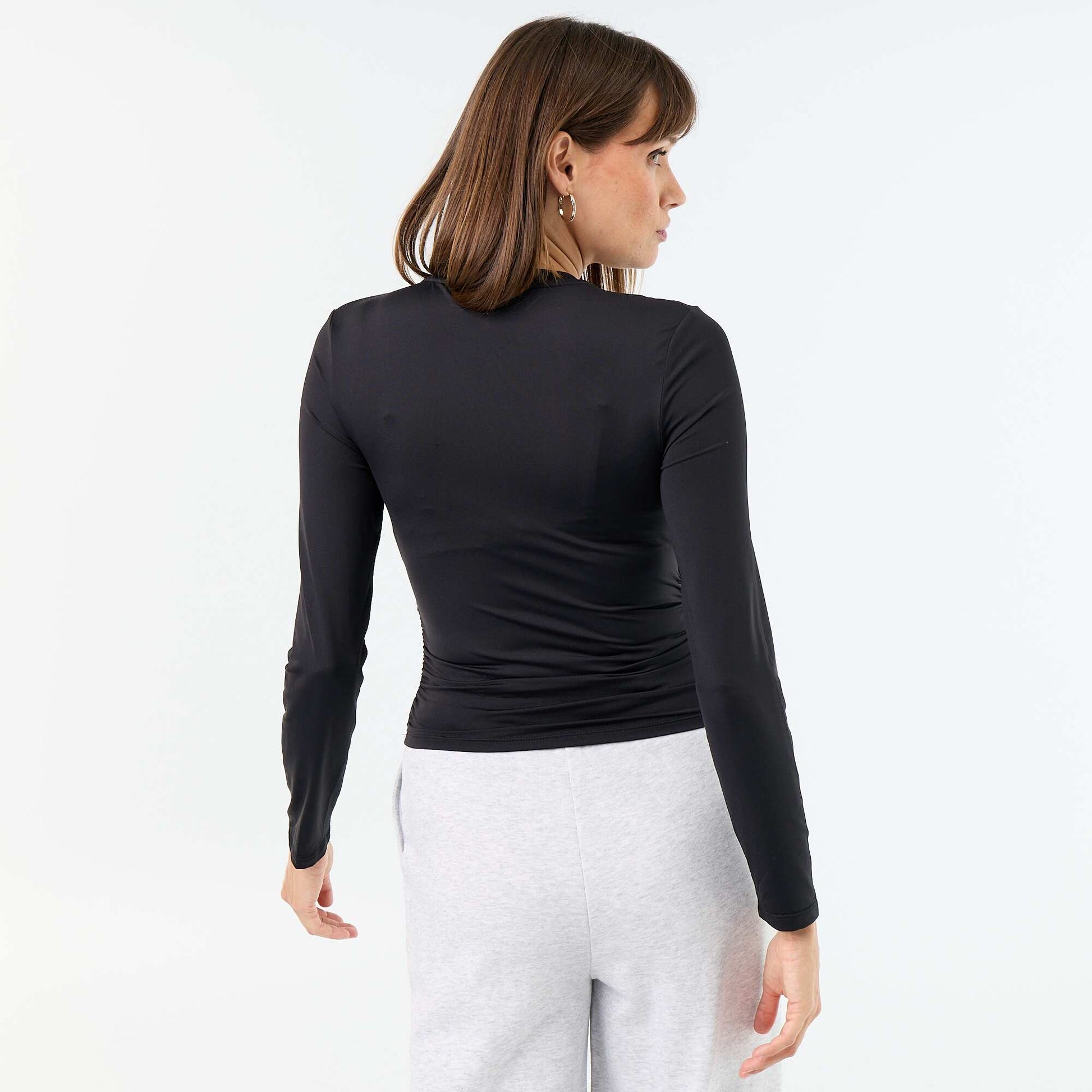 Tee-shirt moulant et plissé NOIR