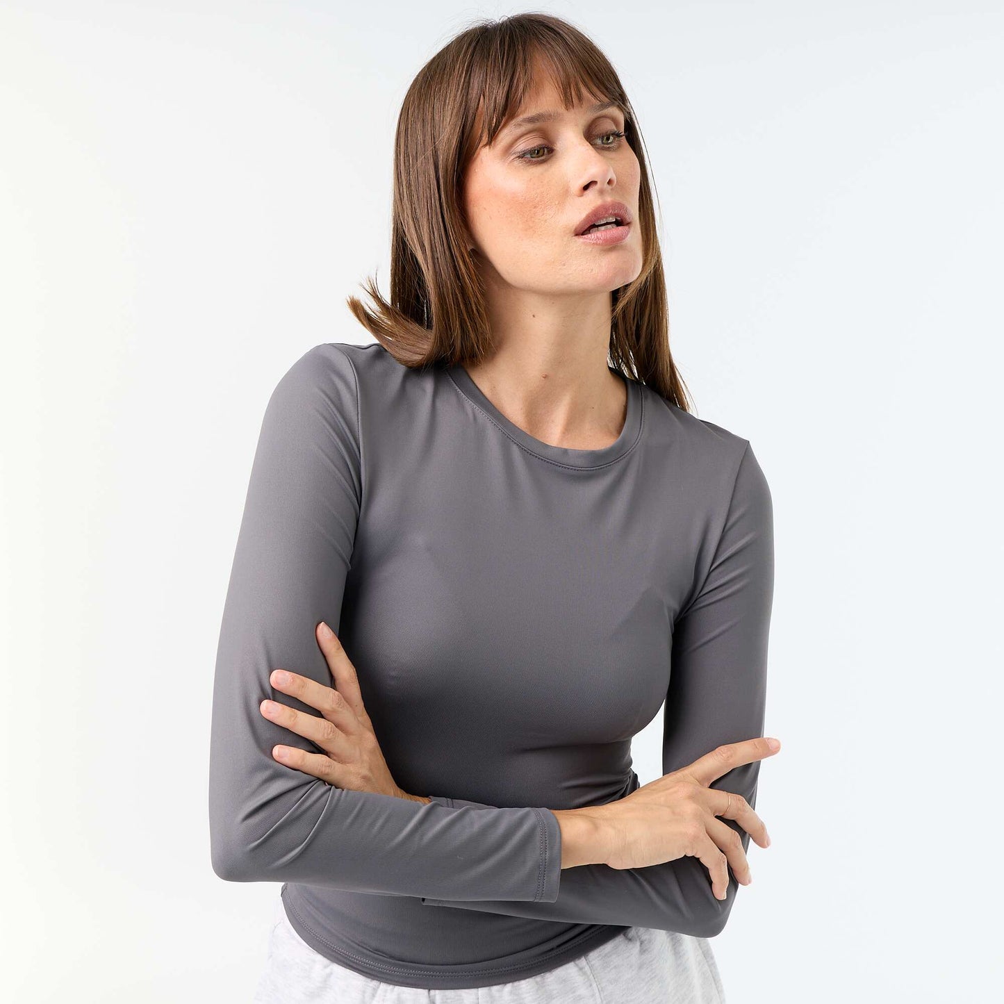 Tee-shirt moulant et plissé GRIS