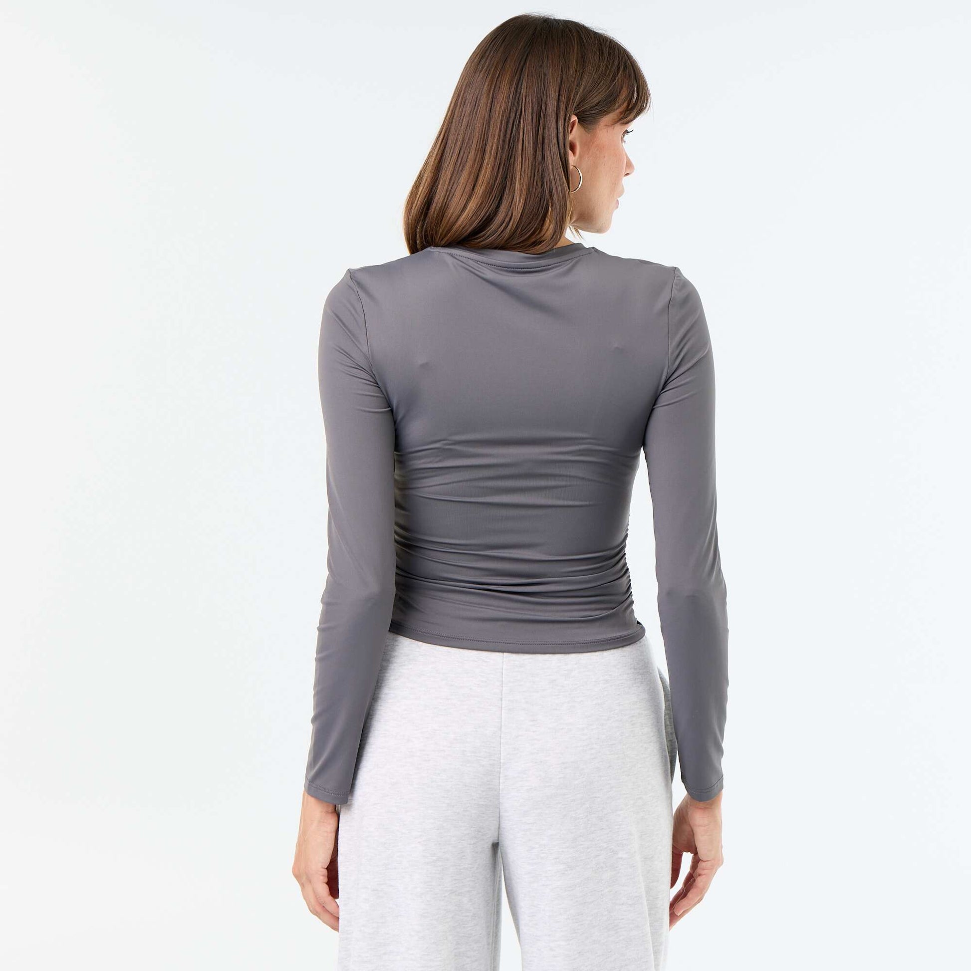 Tee-shirt moulant et plissé GRIS