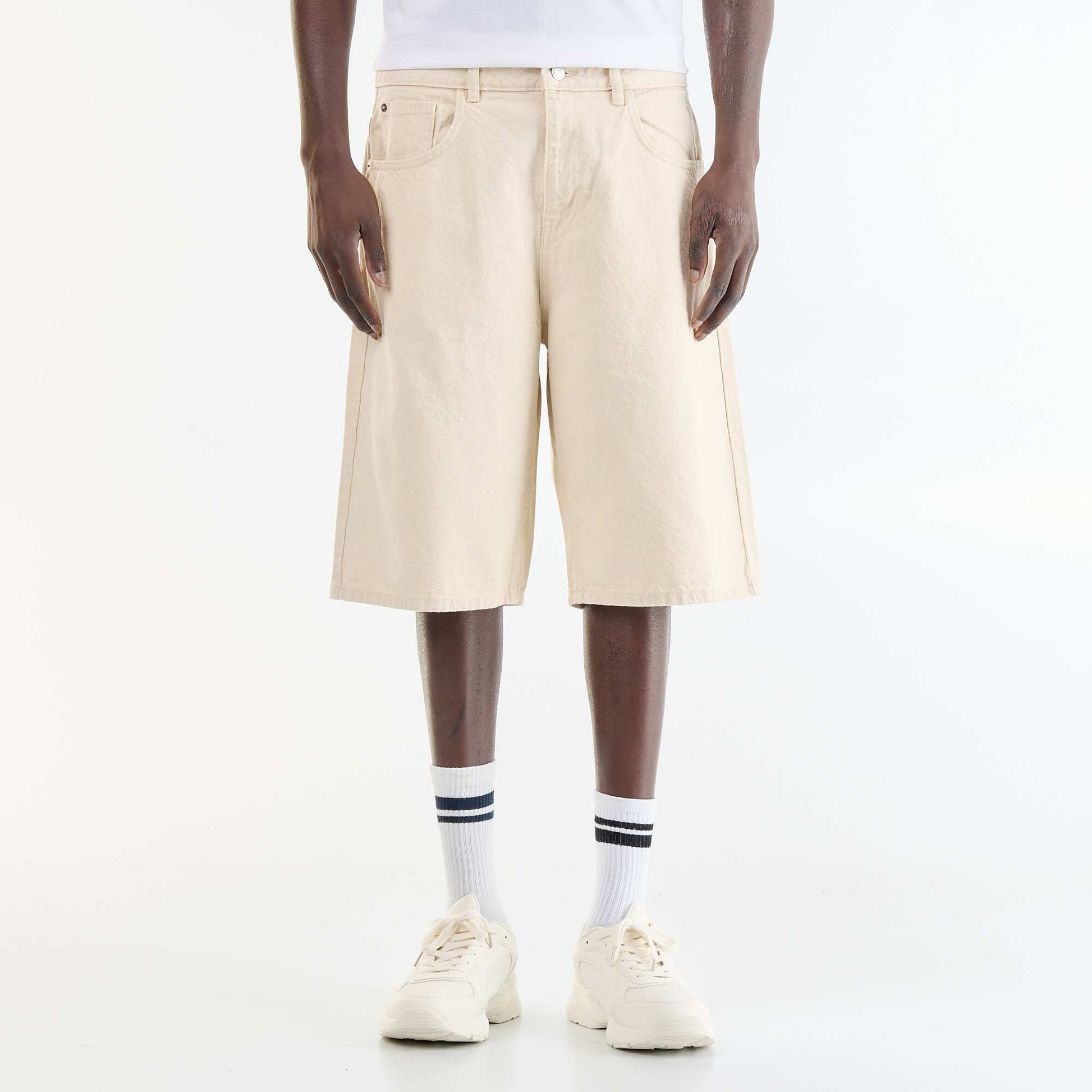 Bermuda en jean 5 poches BLANC