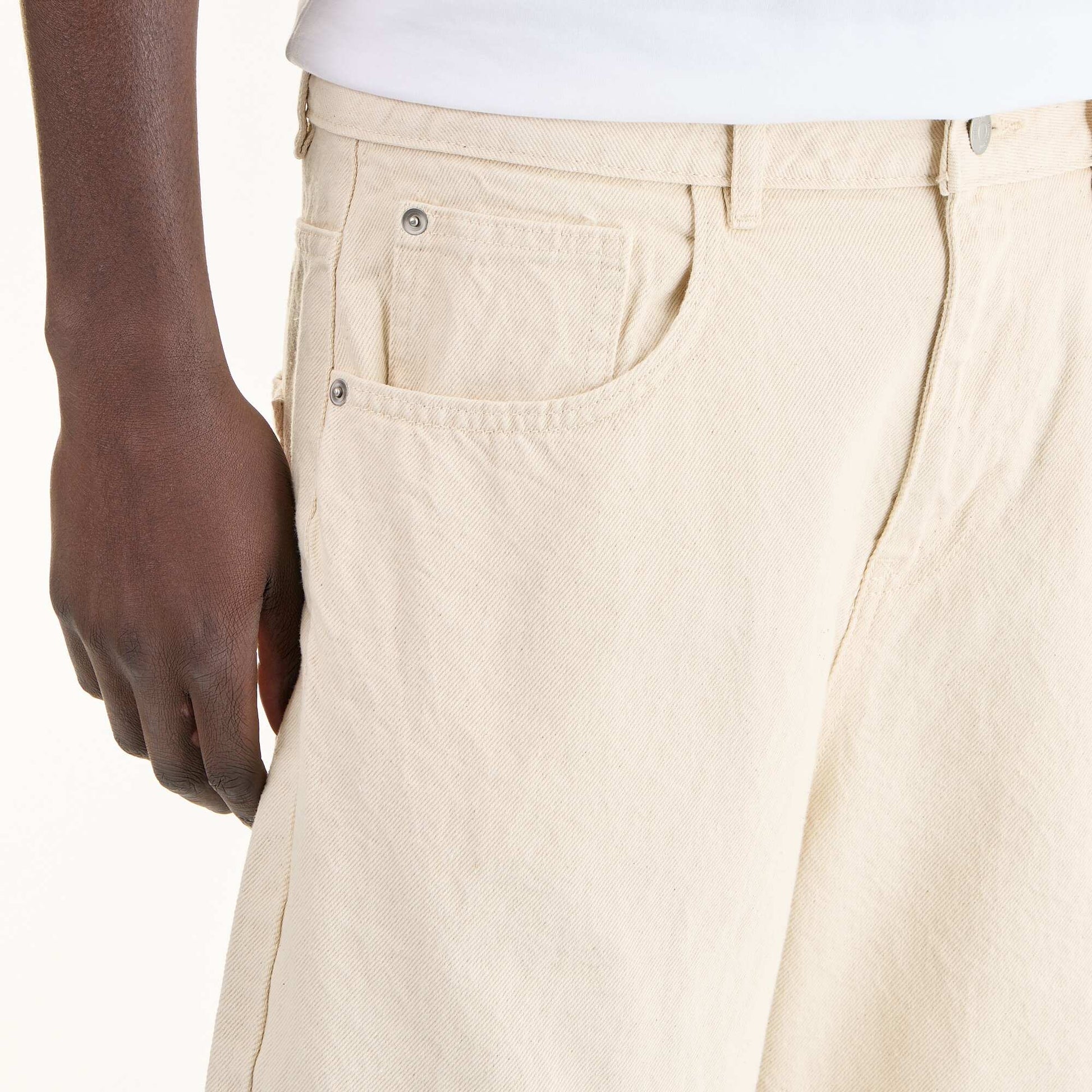 Bermuda en jean 5 poches BLANC