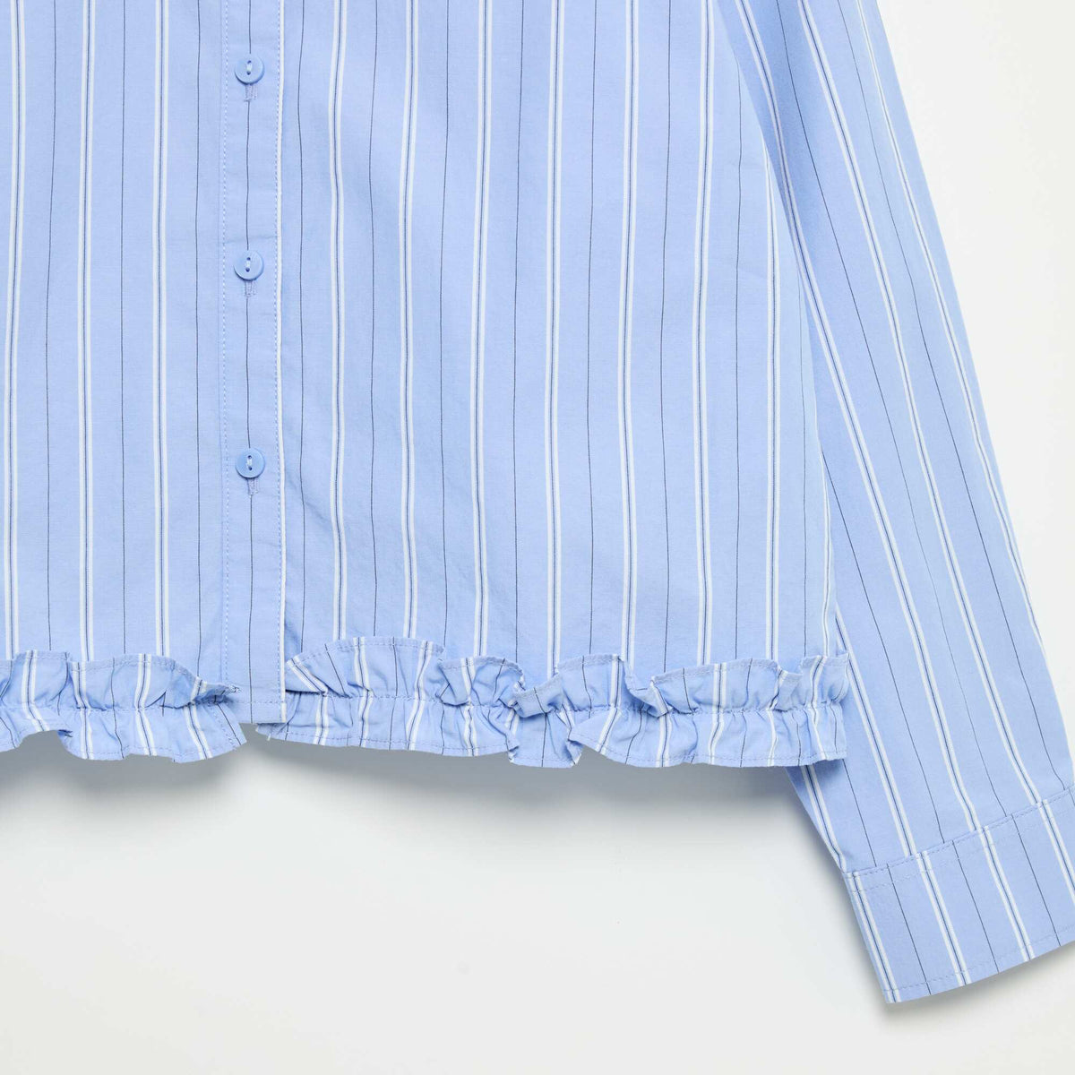 Chemise en popeline avec base volantée BLEU