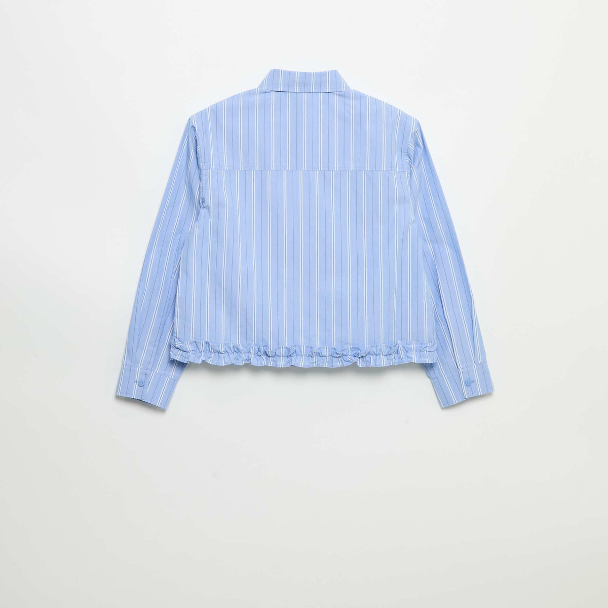 Chemise en popeline avec base volantée BLEU