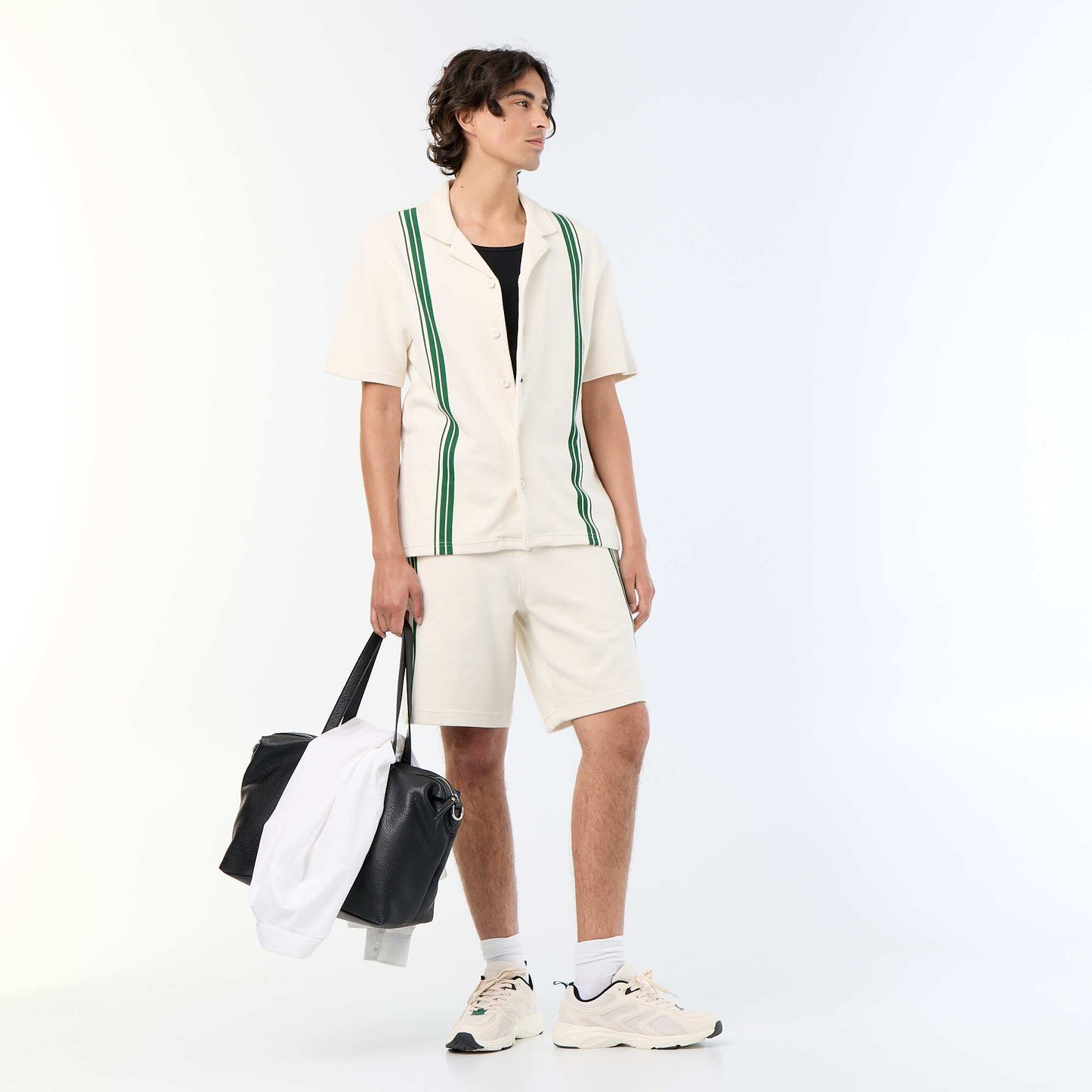Polo homme uni en coton à manches courtes BLANC