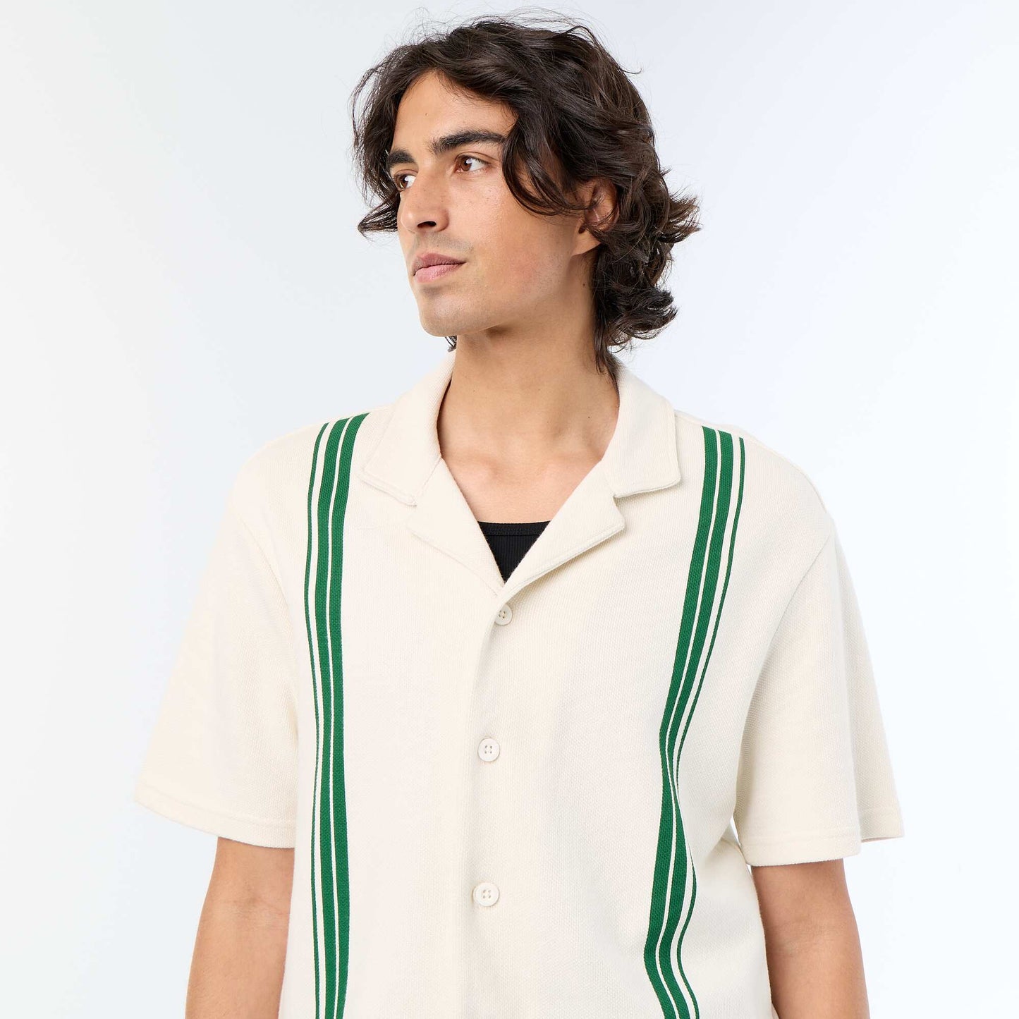 Polo homme uni en coton à manches courtes BLANC