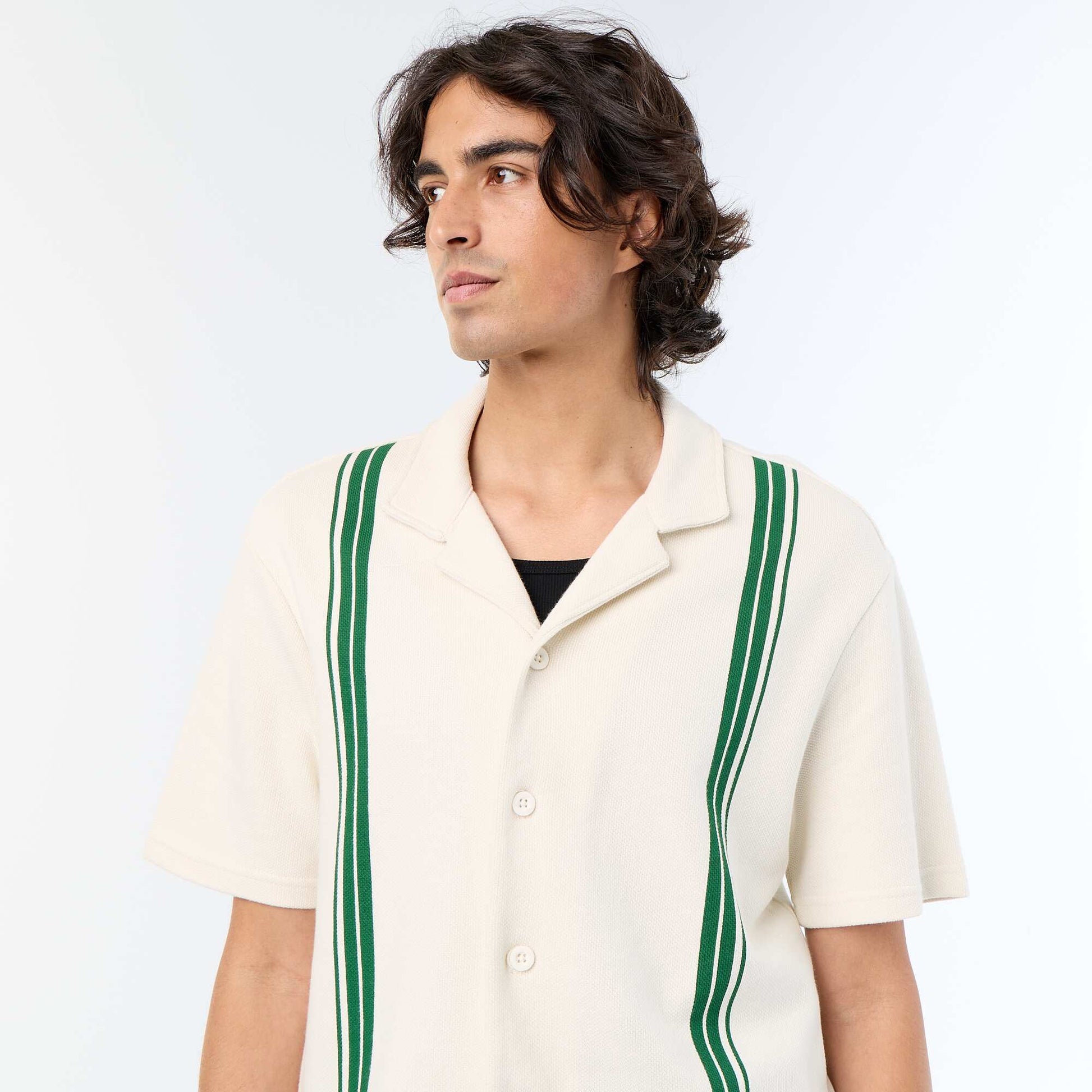 Polo homme uni en coton à manches courtes BLANC