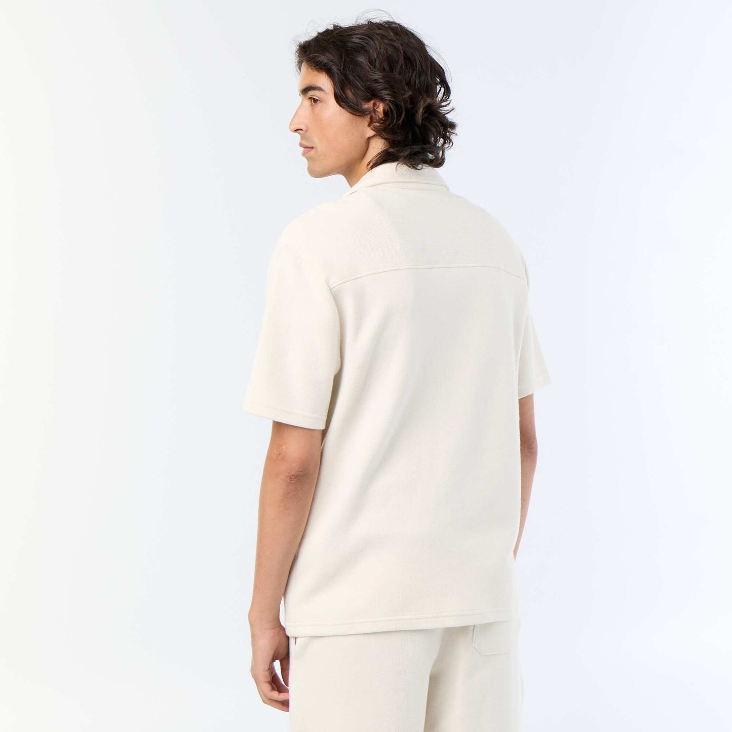 Polo homme uni en coton à manches courtes BLANC