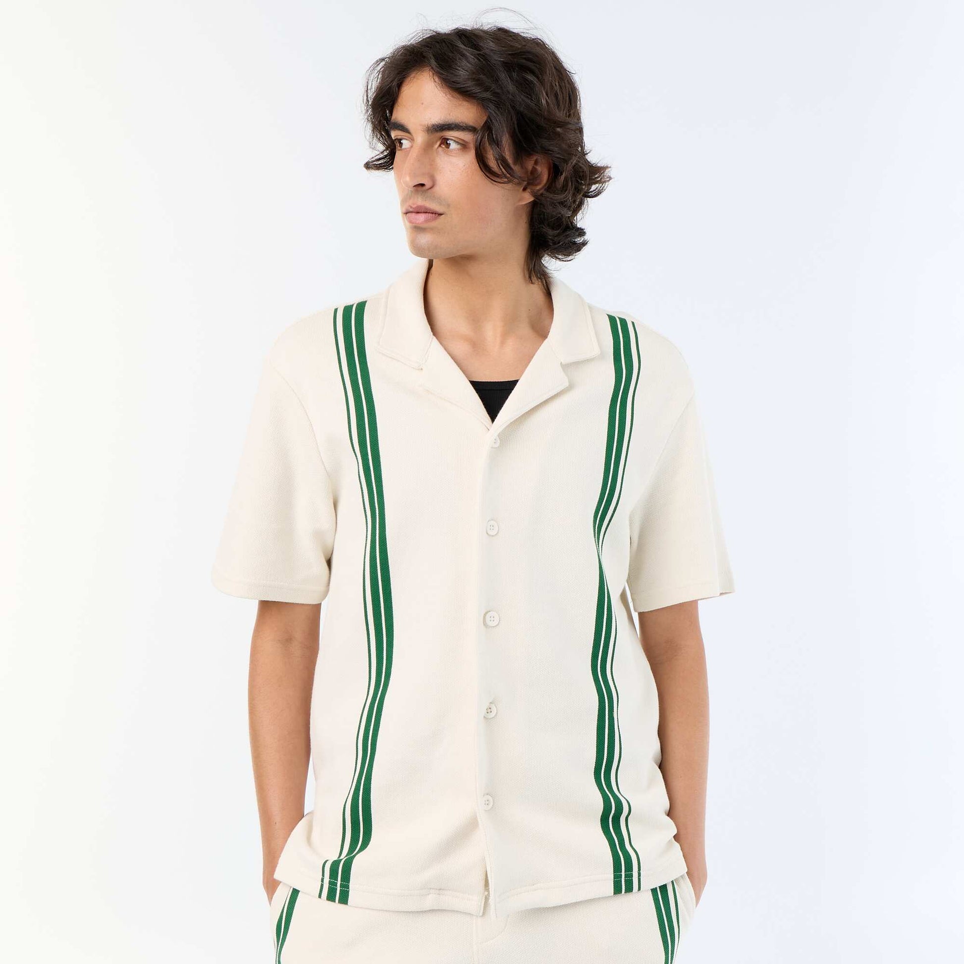 Polo homme uni en coton à manches courtes BLANC