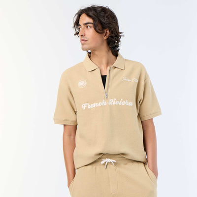 Polo en coton homme à manches courtes BEIGE