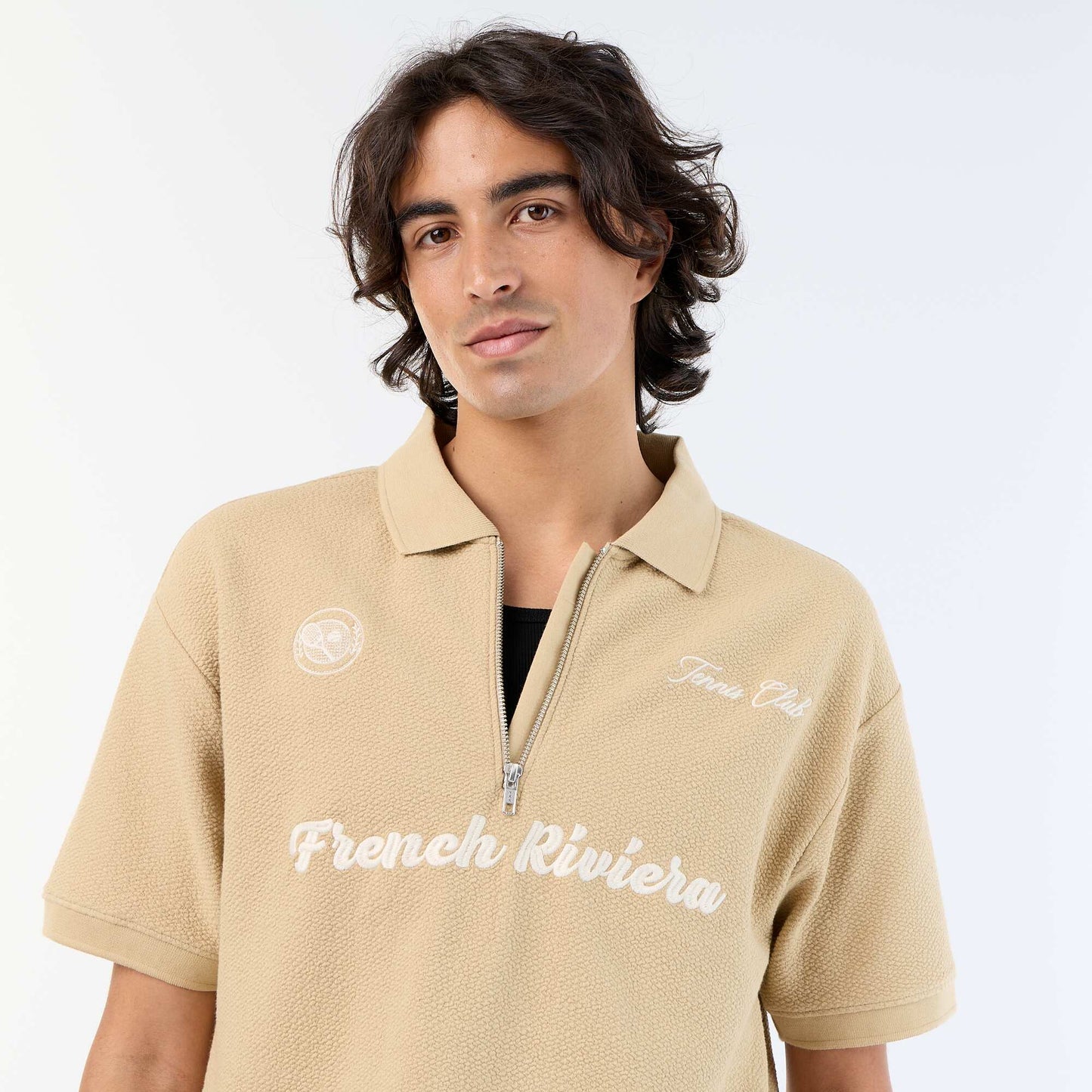 Polo en coton homme à manches courtes BEIGE