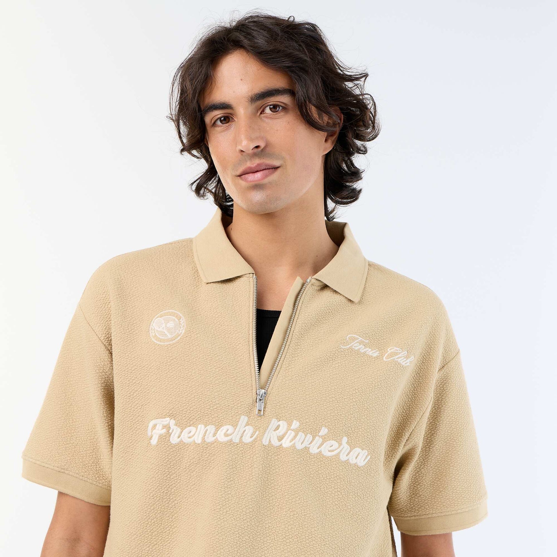 Polo en coton homme à manches courtes BEIGE