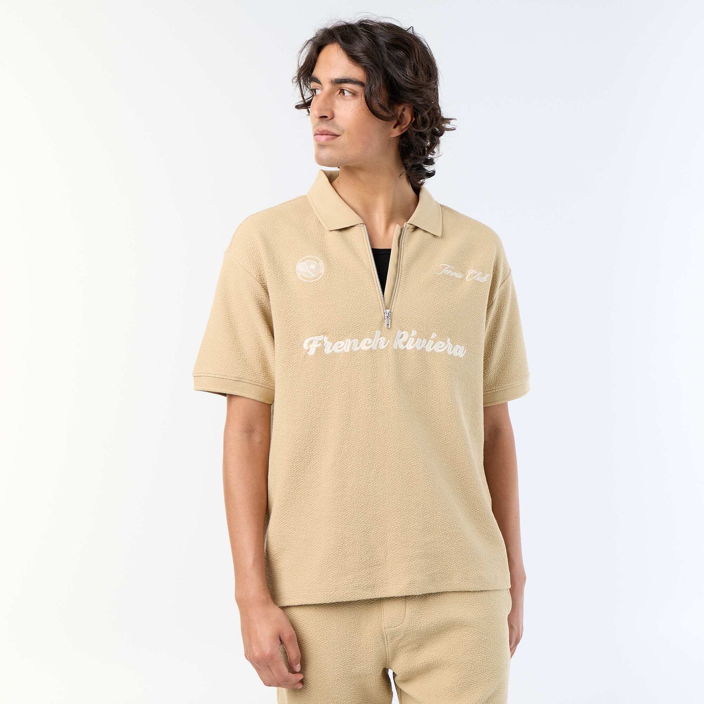 Polo en coton homme à manches courtes BEIGE