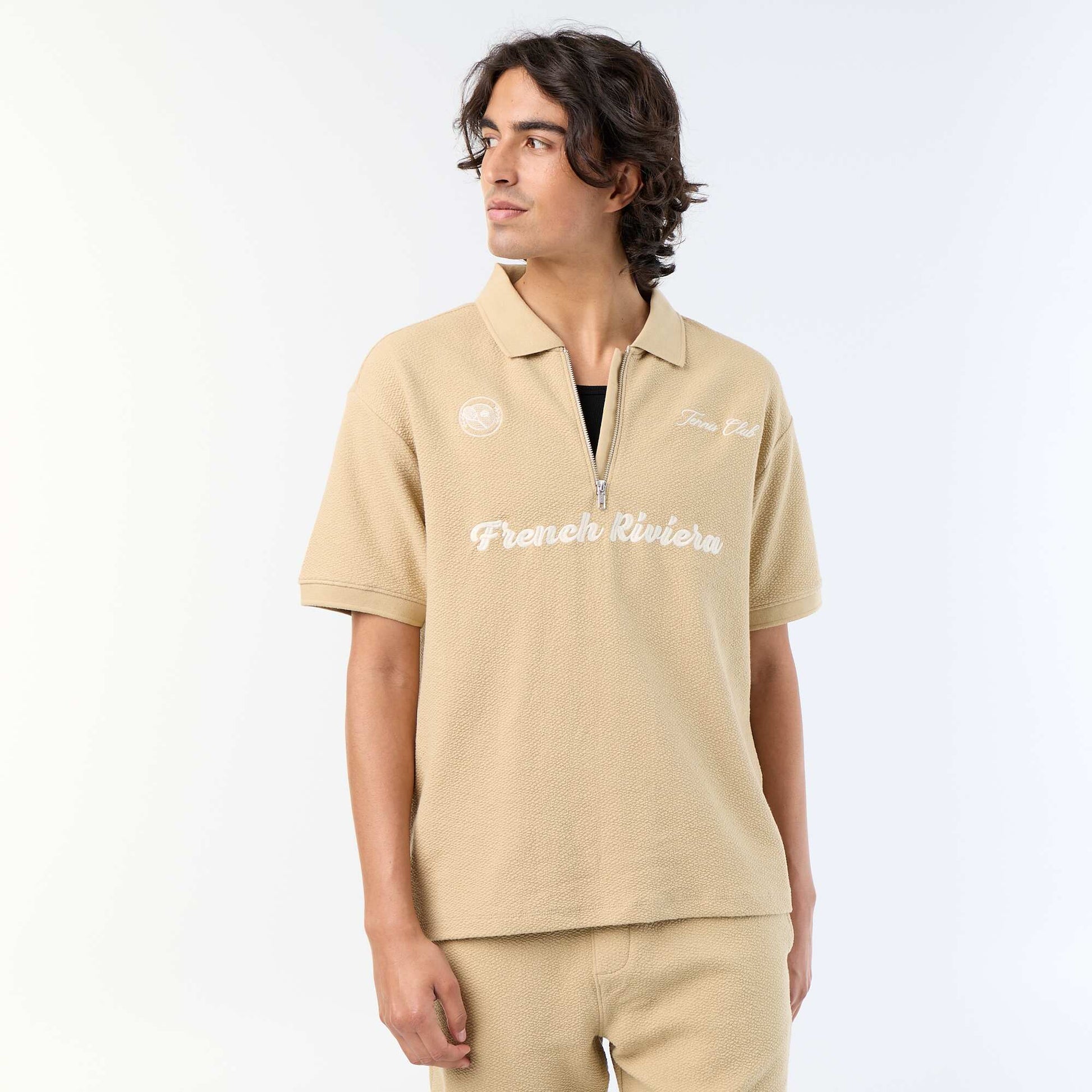 Polo en coton homme à manches courtes BEIGE