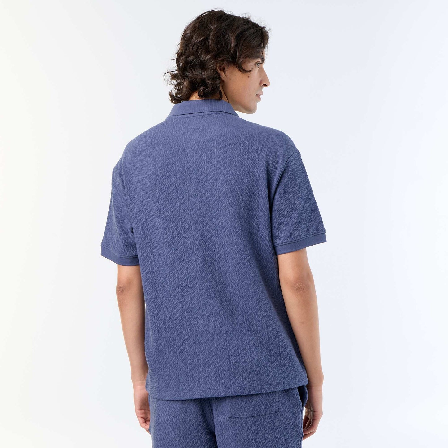 Polo homme manche courte en coton à motif placé BLEU