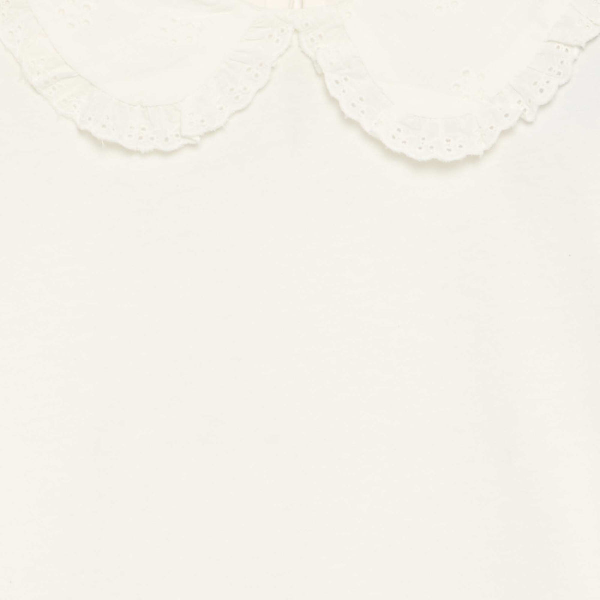 T-shirt à manches longues avec col en broderies anglaises BLANC