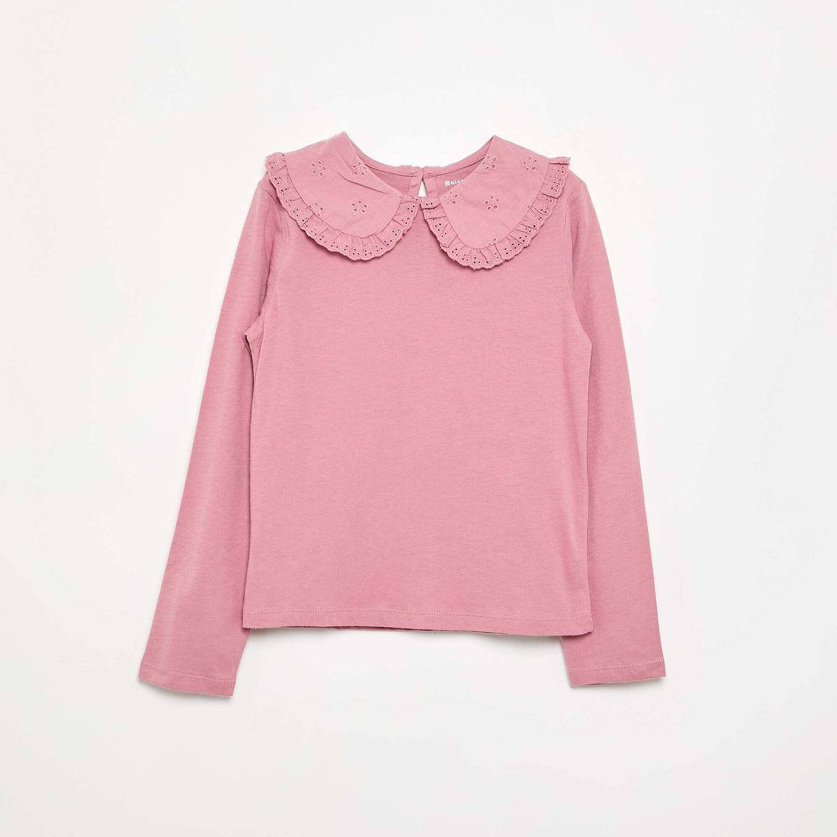 T-shirt à manches longues avec col en broderies anglaises ROSE