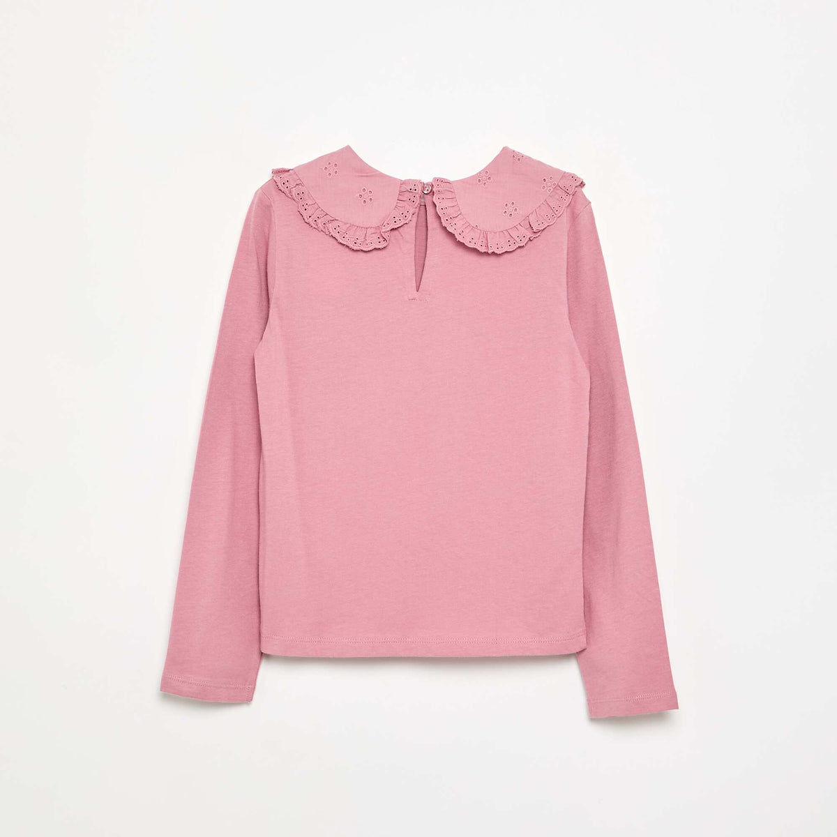T-shirt à manches longues avec col en broderies anglaises ROSE