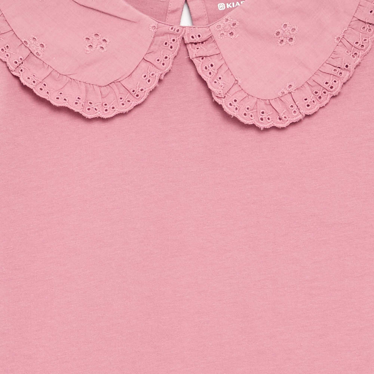 T-shirt à manches longues avec col en broderies anglaises ROSE