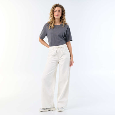 Jean wide leg / coupe large avec ceinture à nouer BEIGE