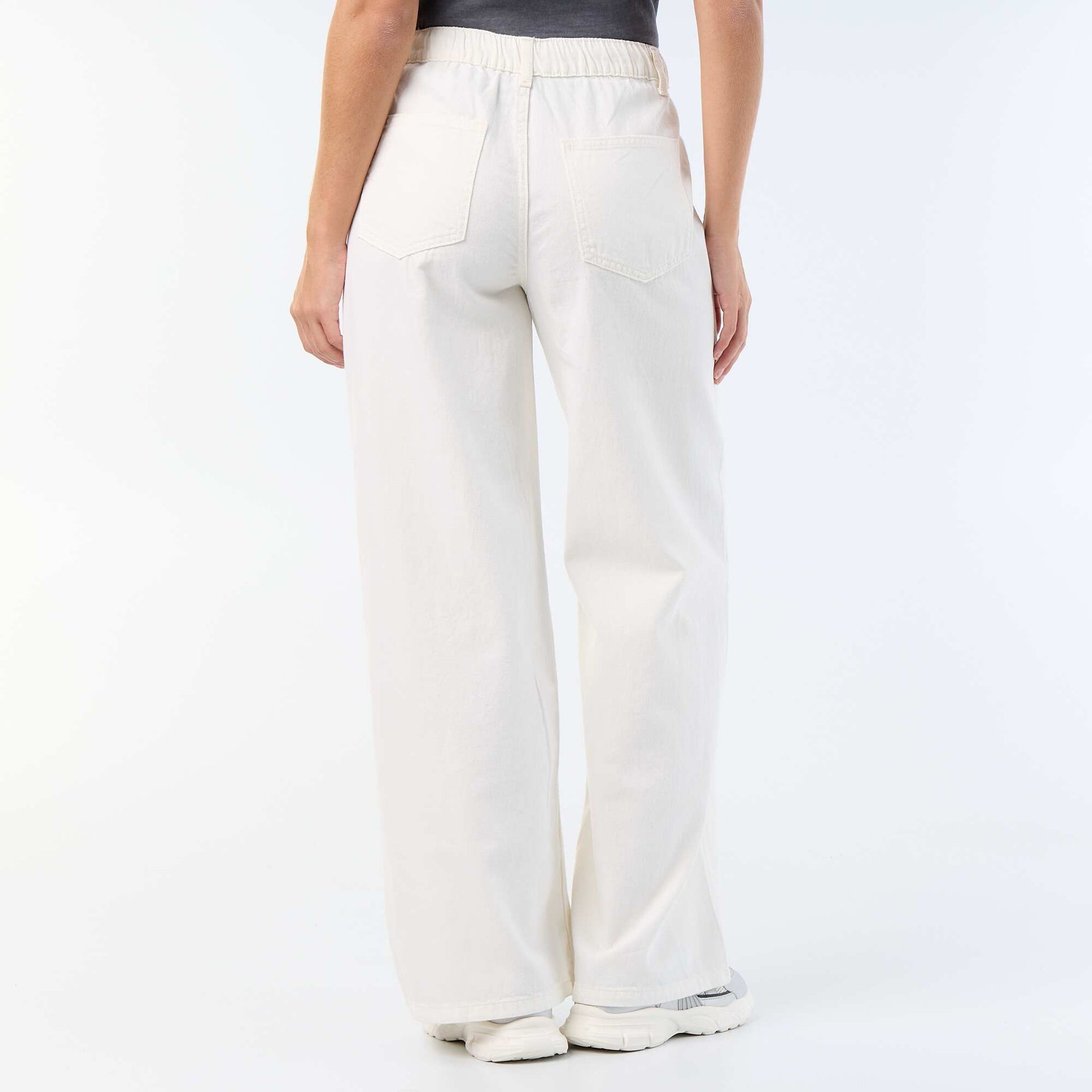 Jean wide leg / coupe large avec ceinture à nouer BEIGE