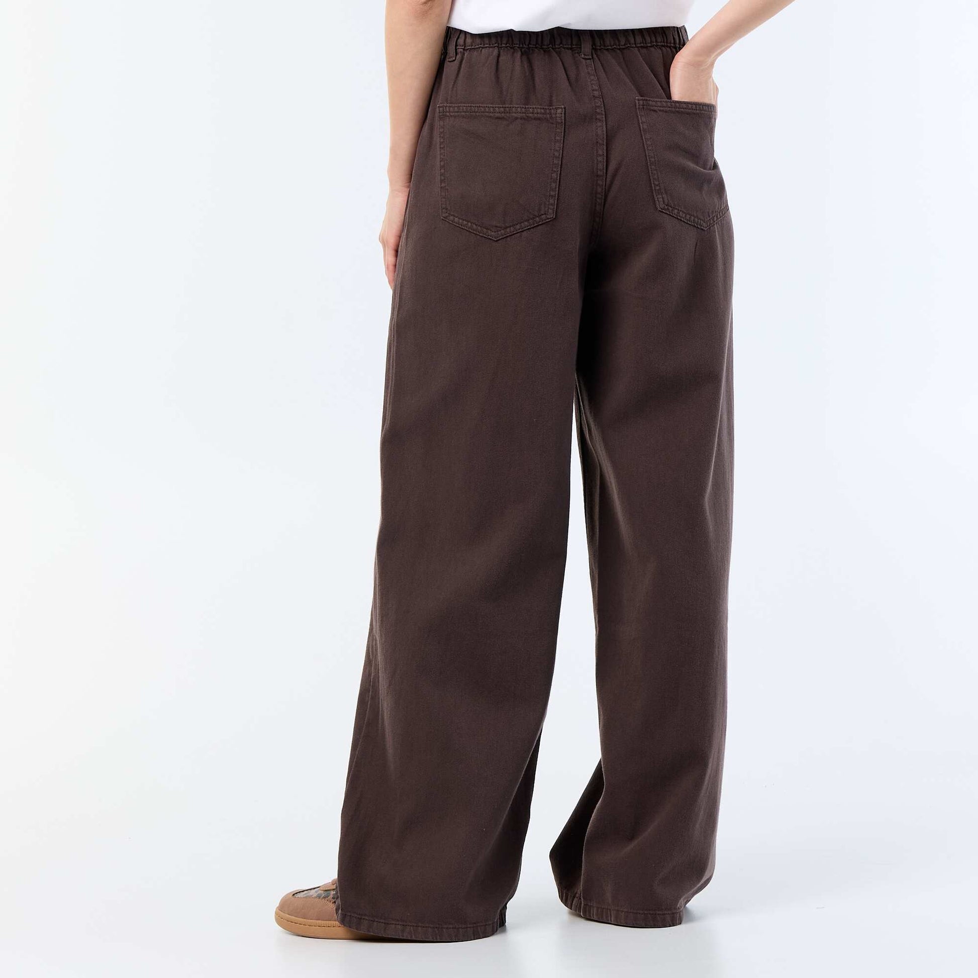 Jean wide leg / coupe large avec ceinture à nouer MARRON
