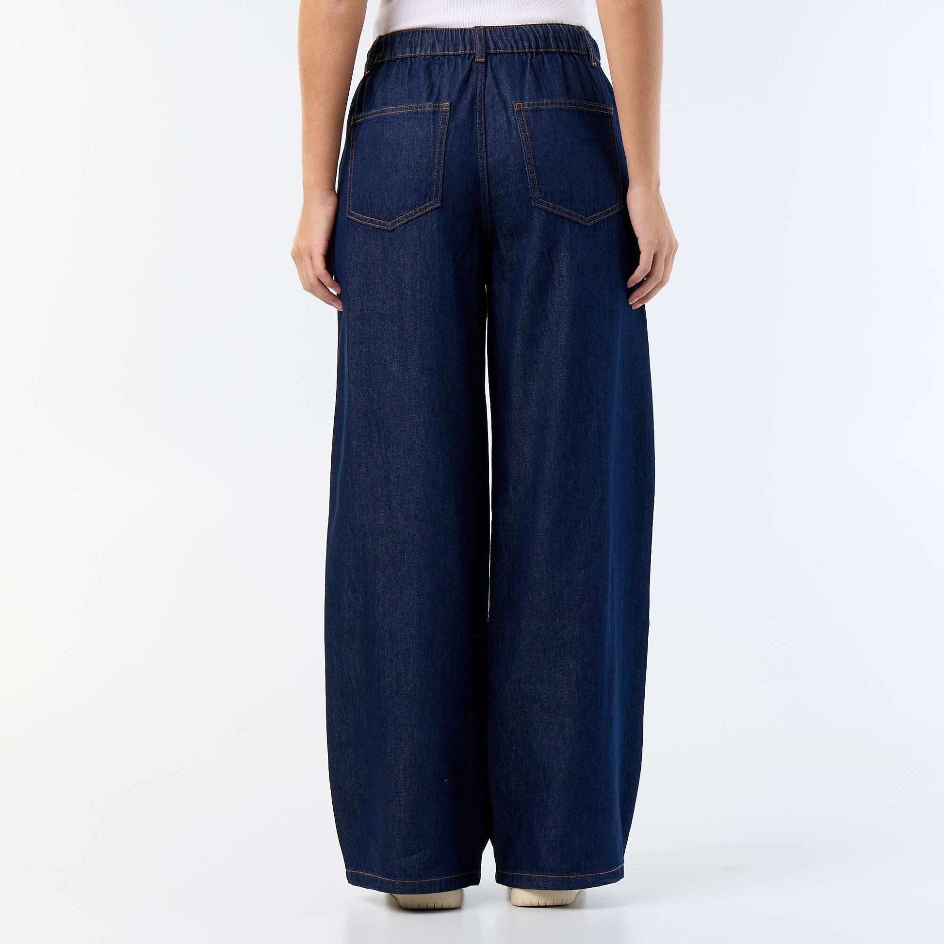 Jean wide leg / coupe large avec ceinture à nouer BLEU