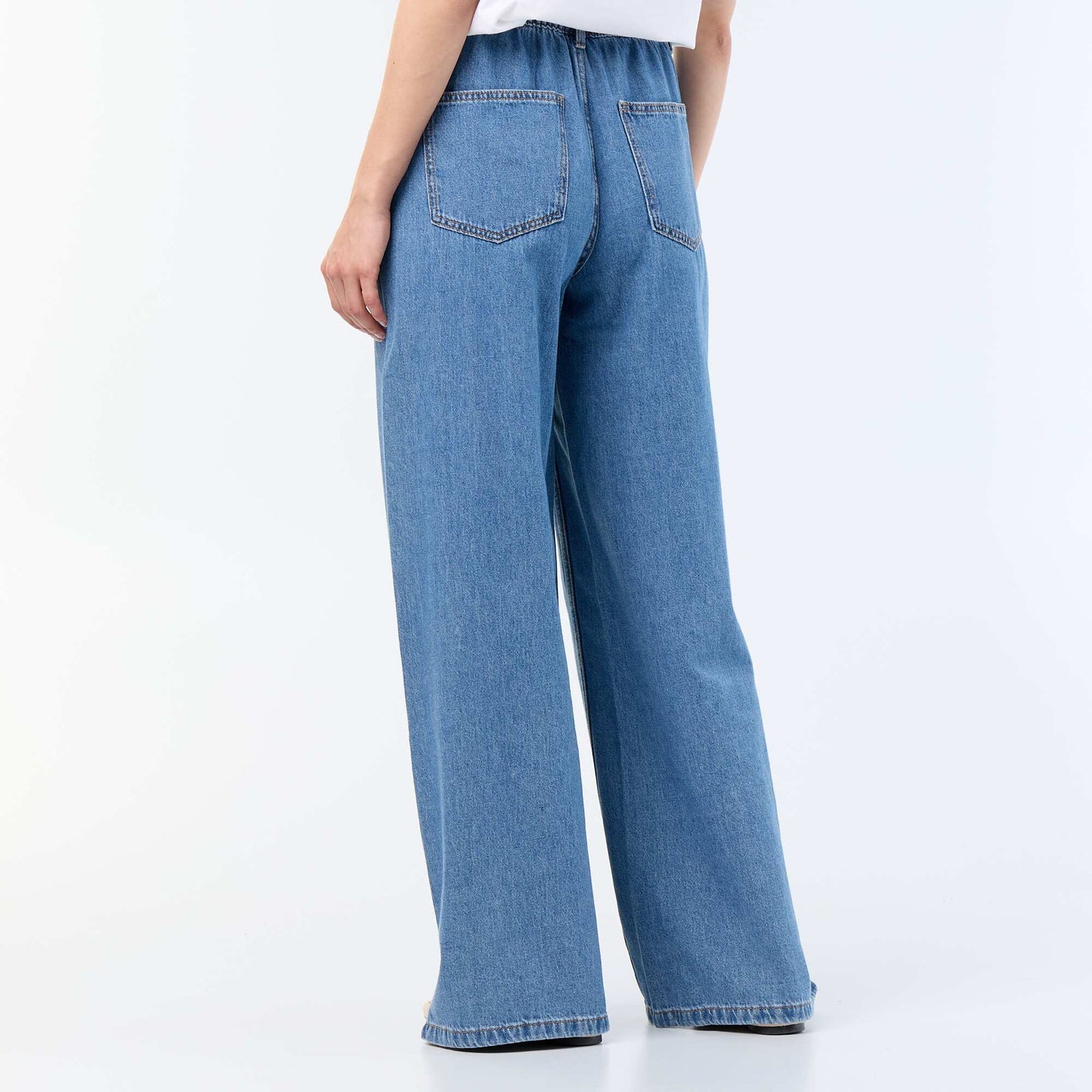 Jean wide leg / coupe large avec ceinture à nouer BLEU