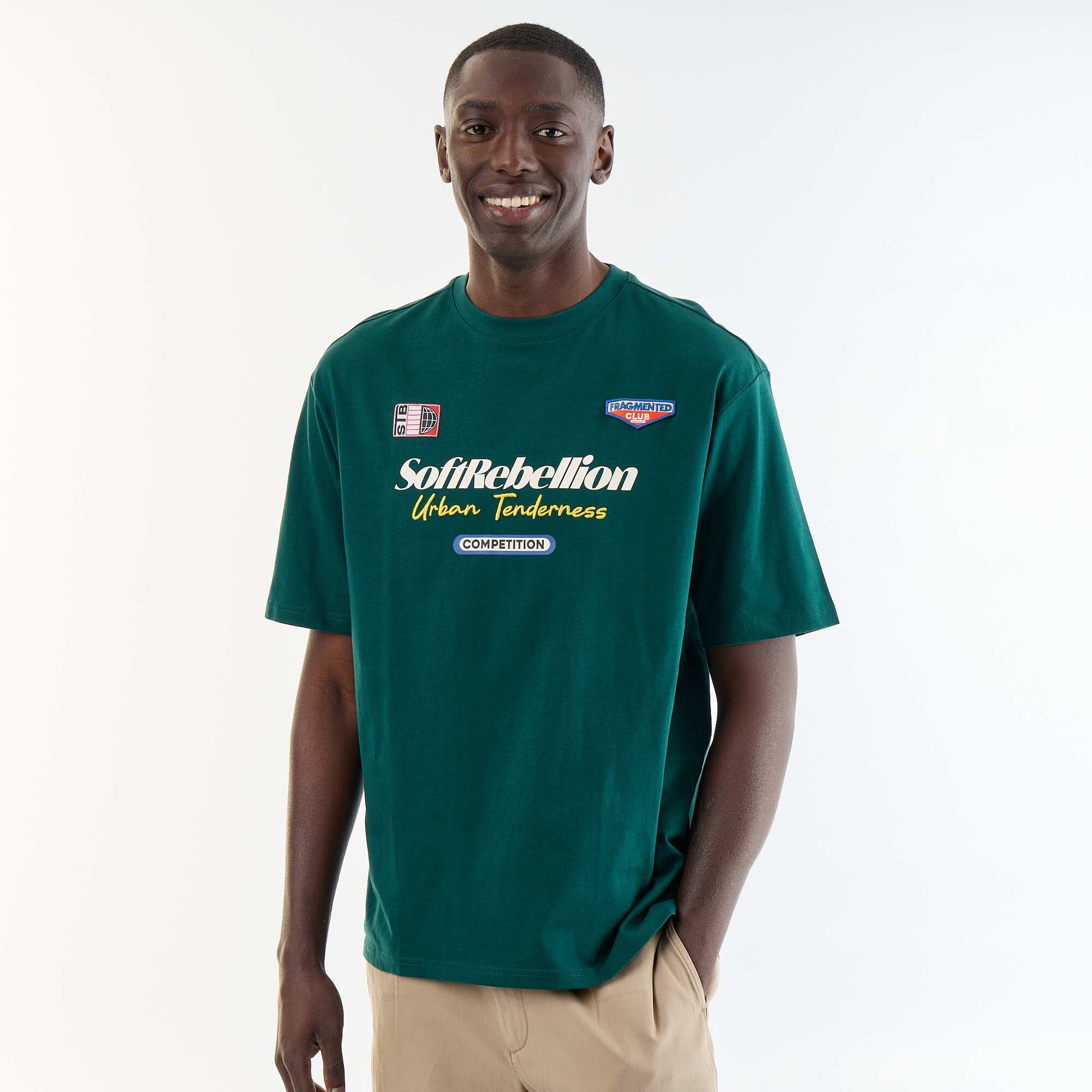 T-shirt homme en coton à col rond VERT