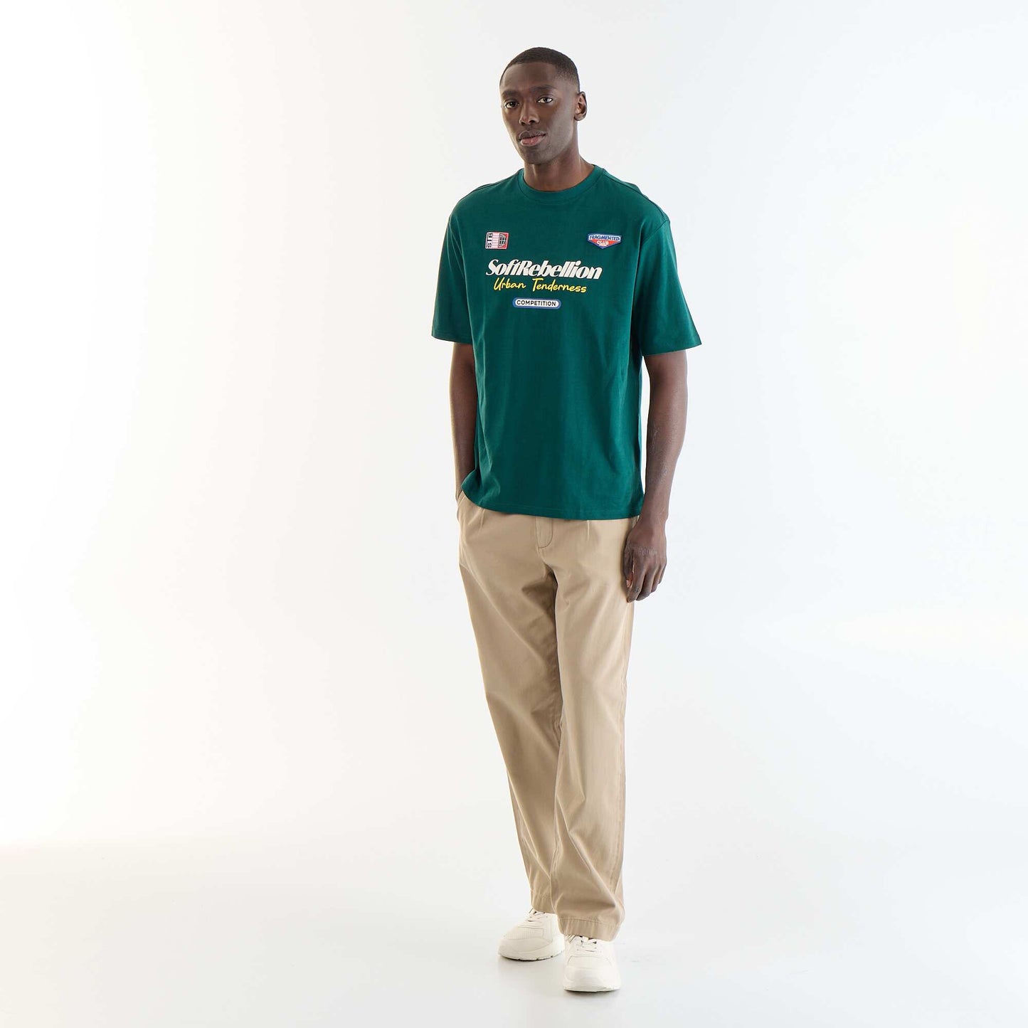 T-shirt homme en coton à col rond VERT
