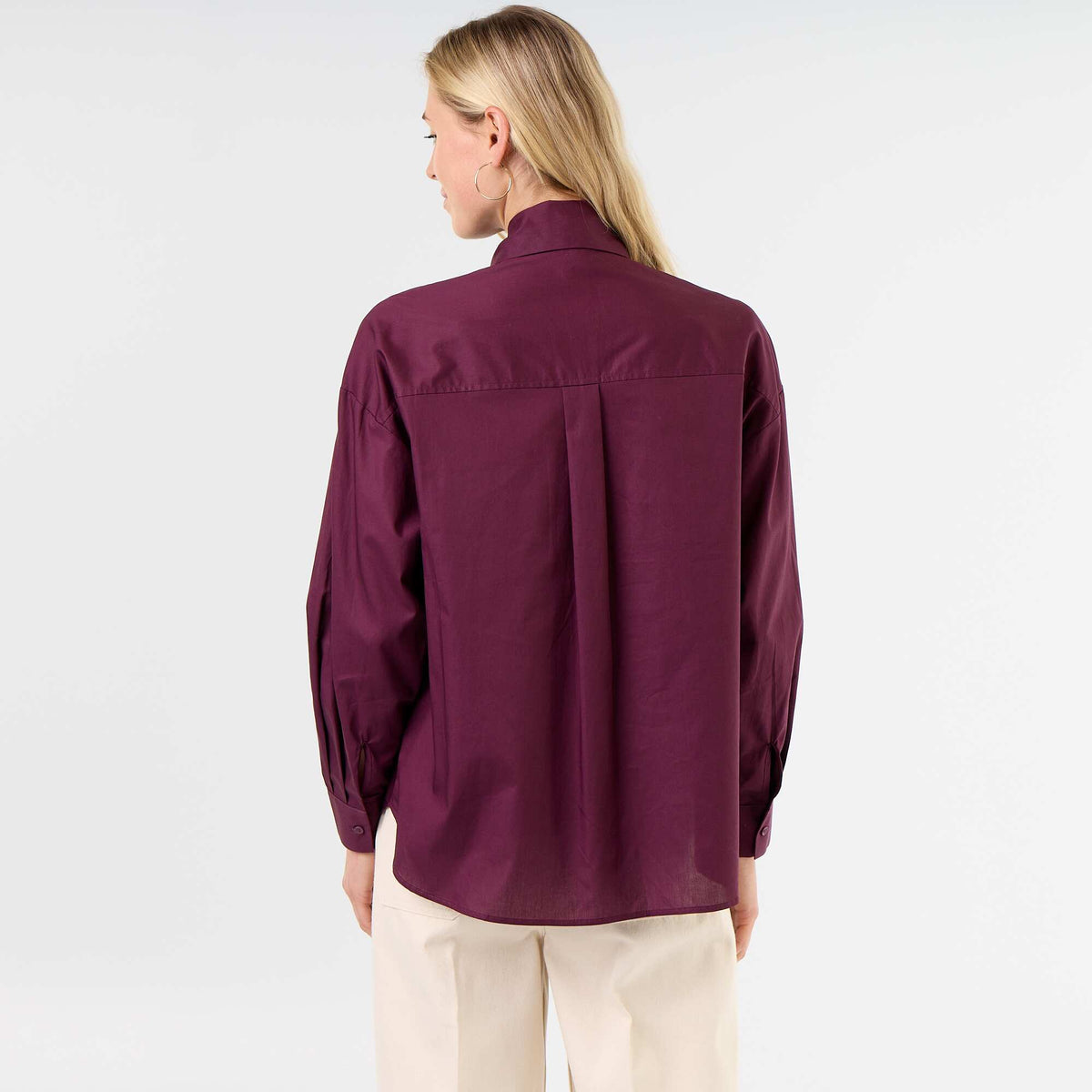 Chemise ample à manches longues et col lavallière ROSE