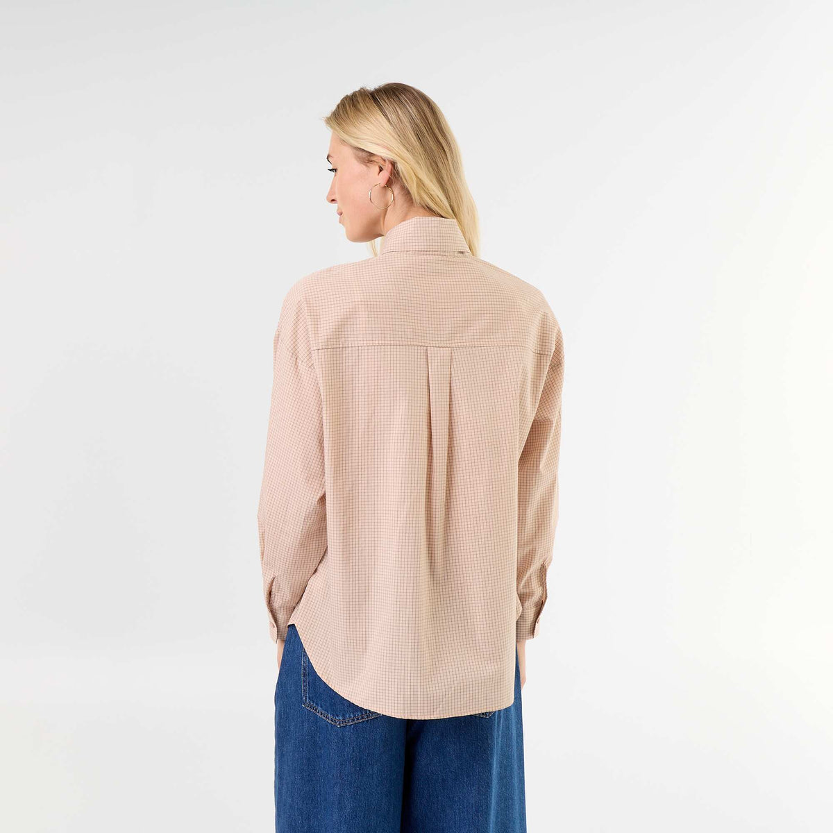 Chemise ample à manches longues et col lavallière BEIGE