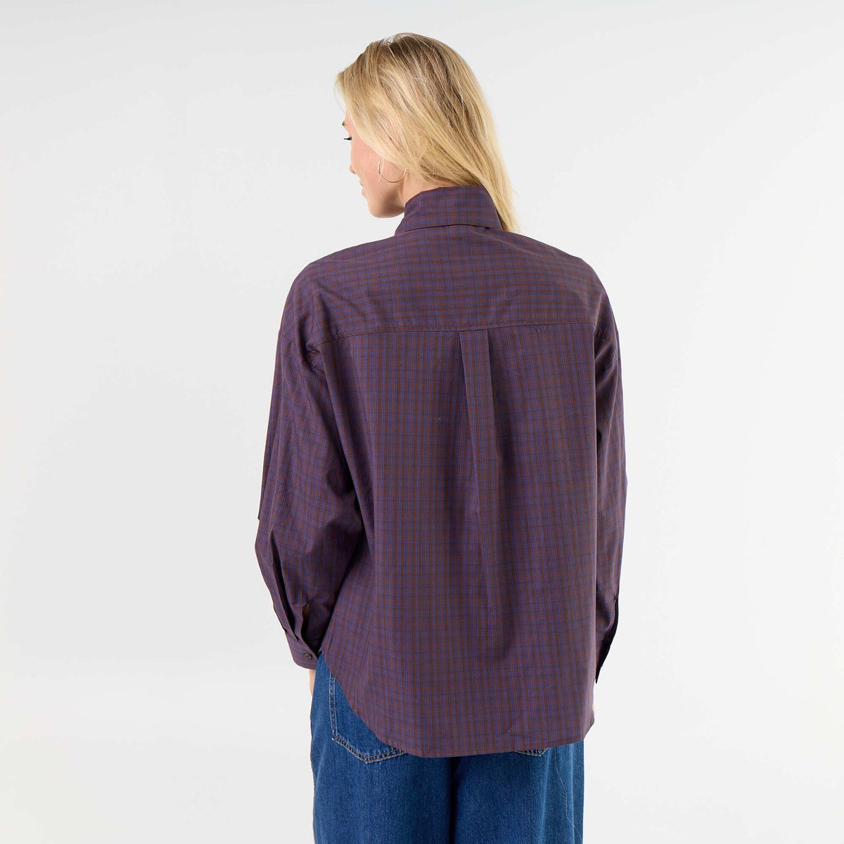 Chemise ample à manches longues et col lavallière MARRON