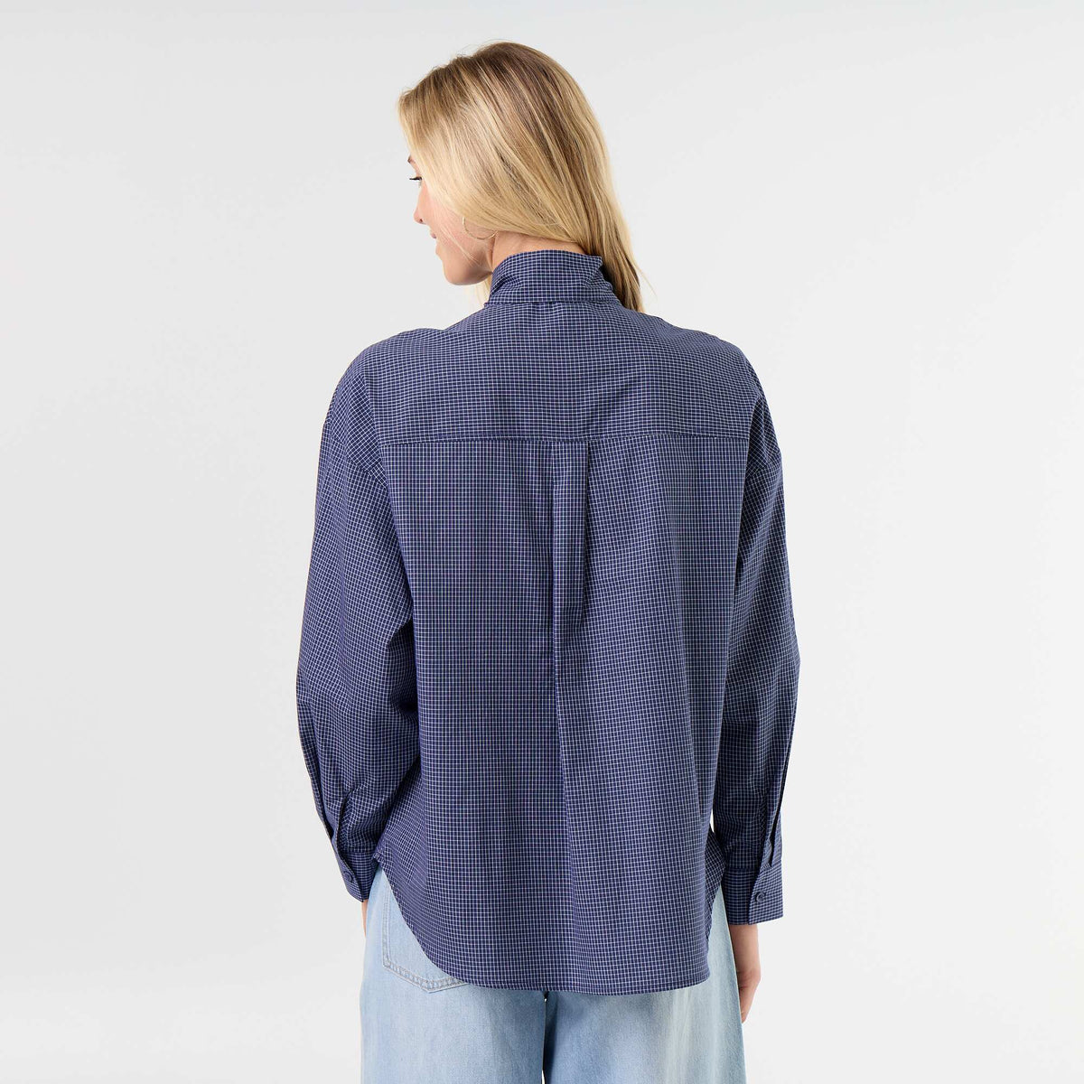 Chemise ample à manches longues et col lavallière BLEU