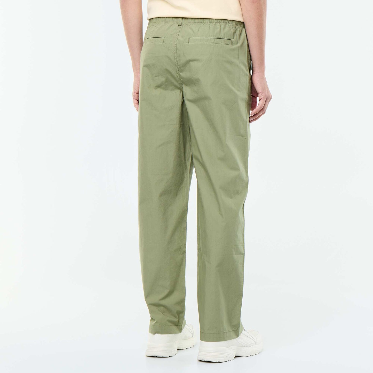 Pantalon large uni en popeline VERT