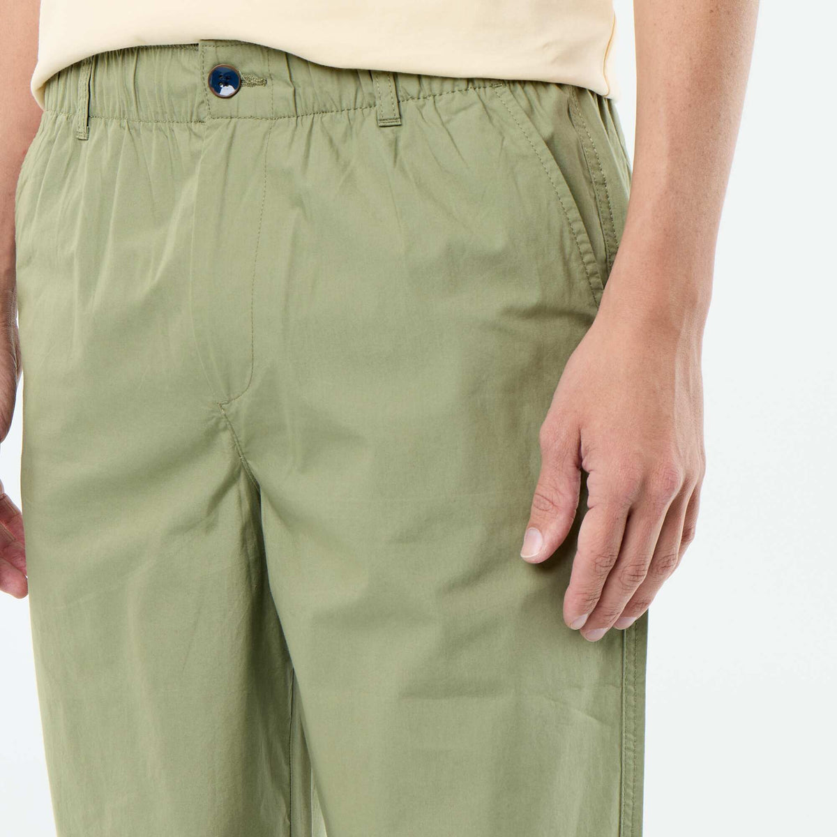 Pantalon large uni en popeline VERT