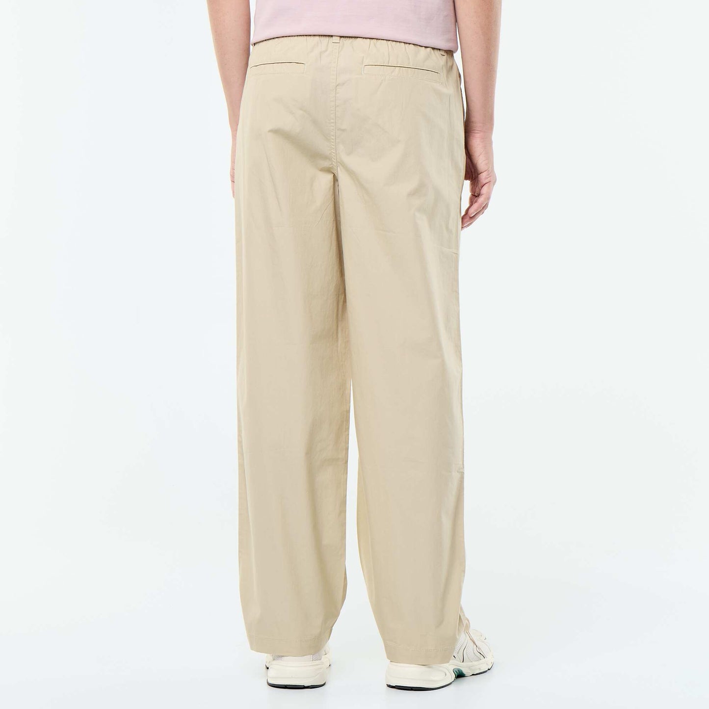 Pantalon large uni en popeline BEIGE