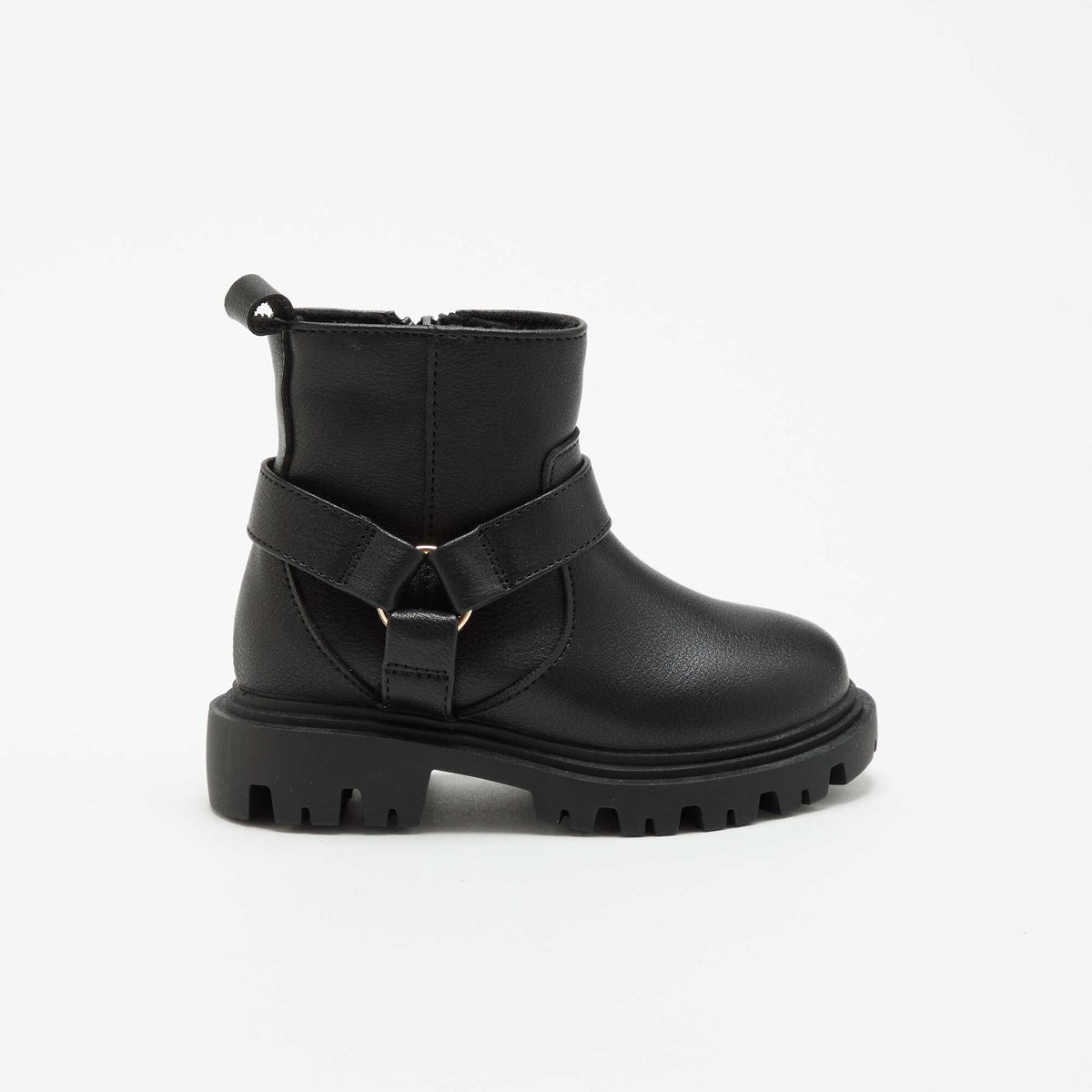 Boots en simili avec sangle motarde NOIR