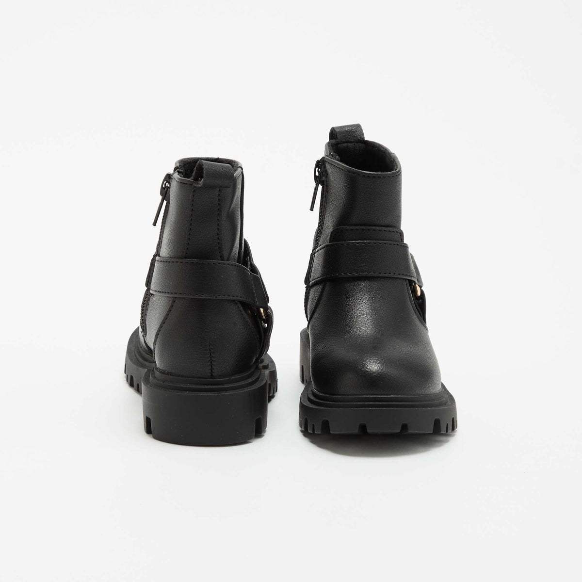 Boots en simili avec sangle motarde NOIR