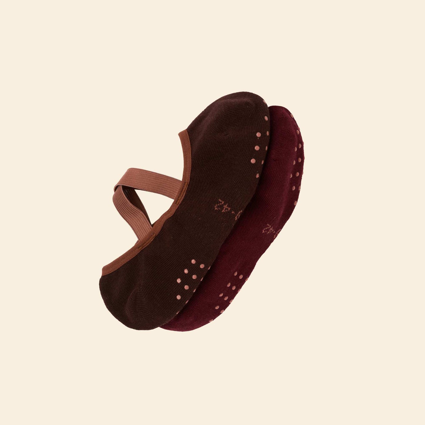 Lot de 2 paires de socquettes yoga MARRON