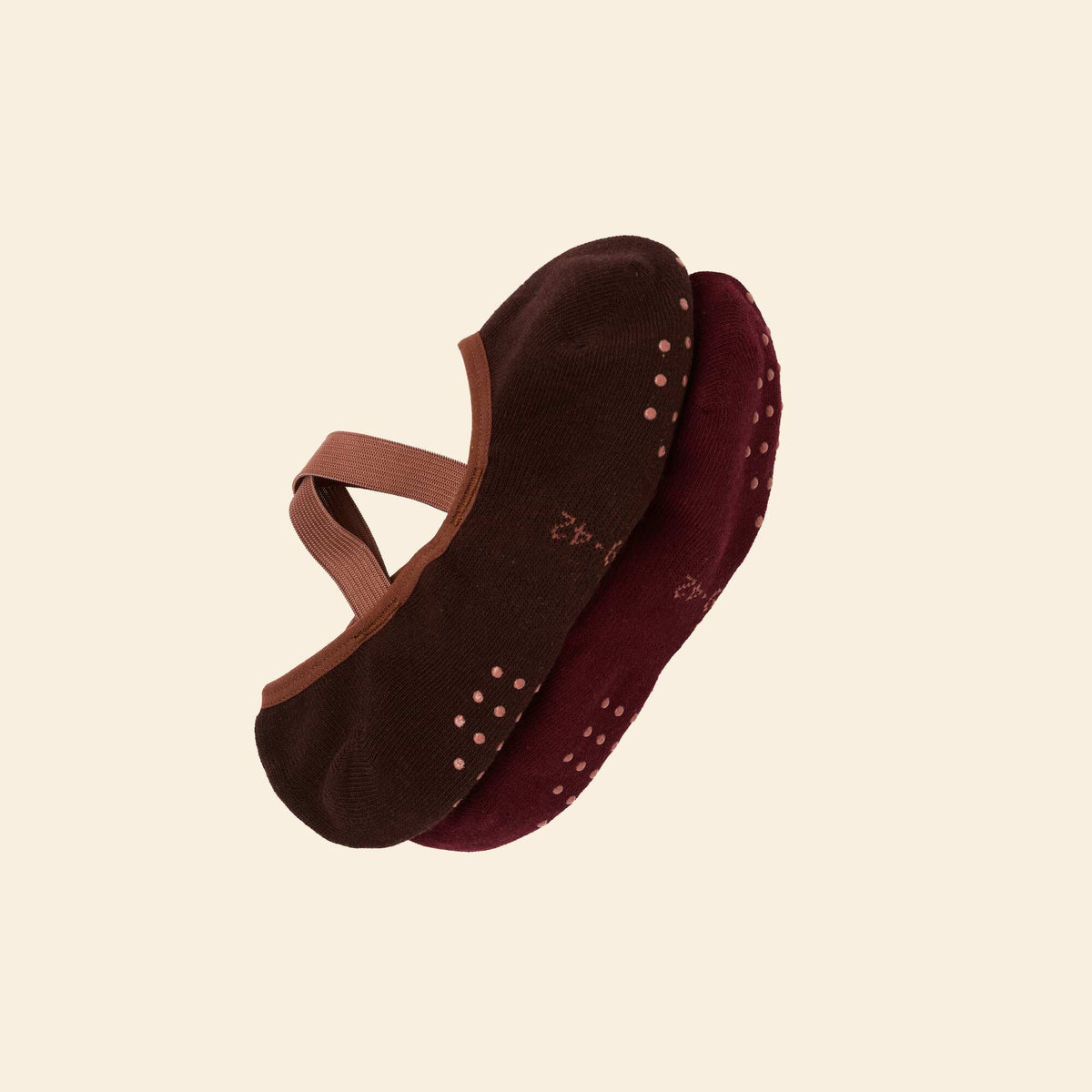 Lot de 2 paires de socquettes yoga MARRON