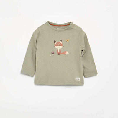T-shirt imprimé à manches longues VERT