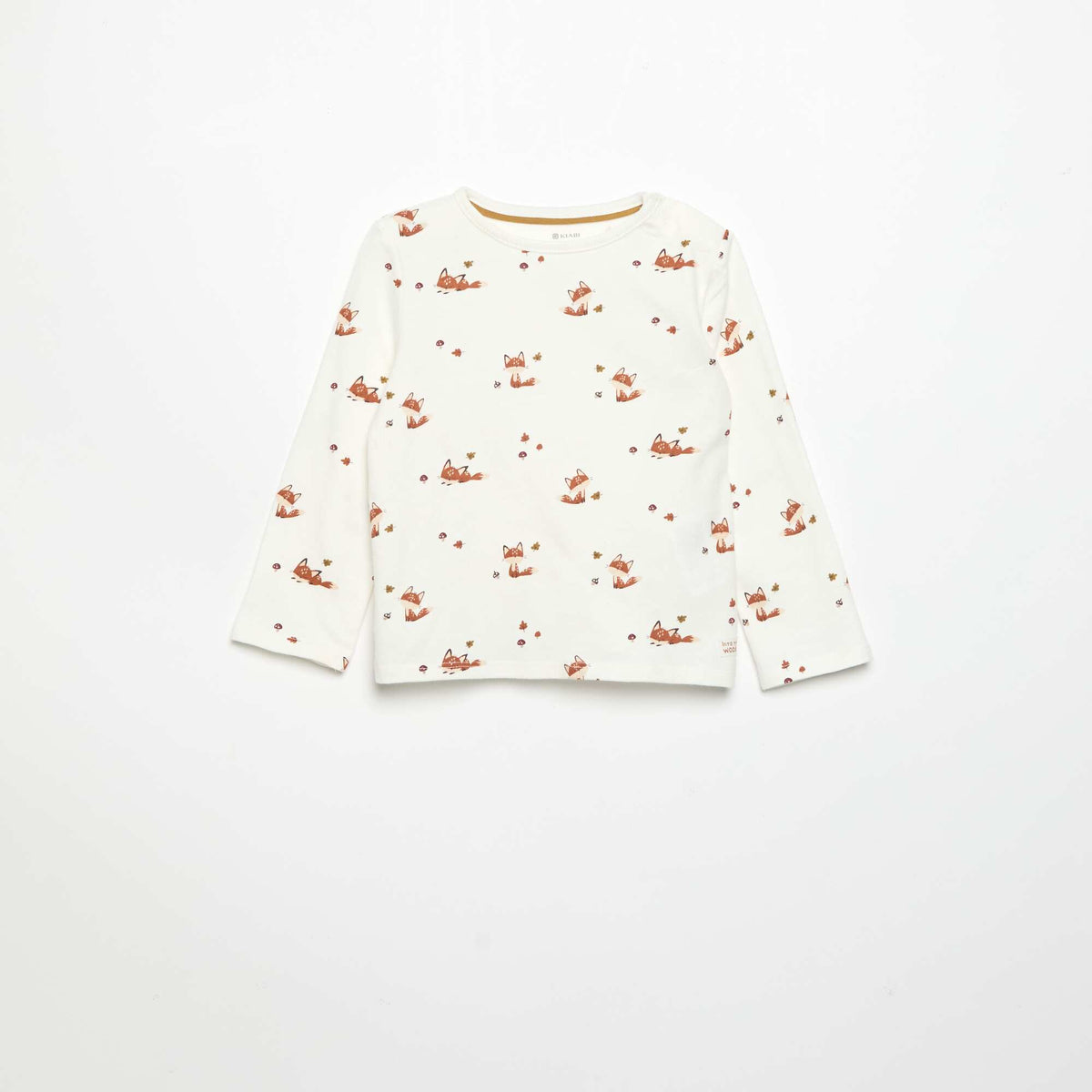 T-shirt imprimé à manches longues BEIGE