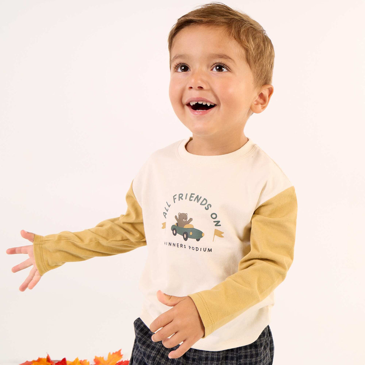 T-shirt imprimé à manches longues BLANC