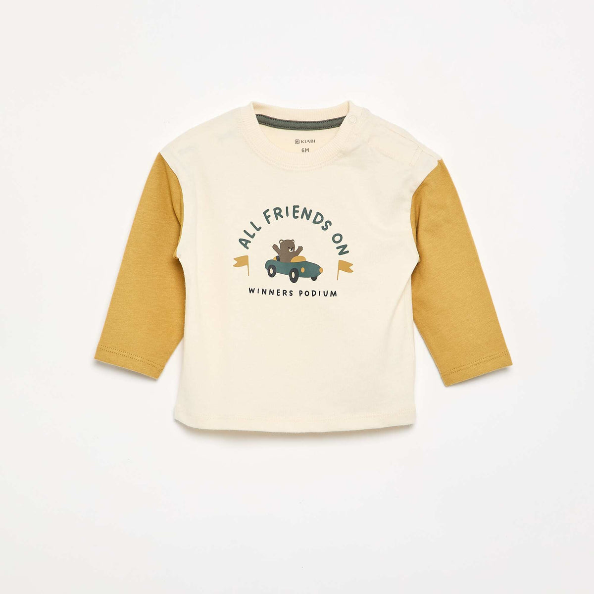 T-shirt imprimé à manches longues BLANC