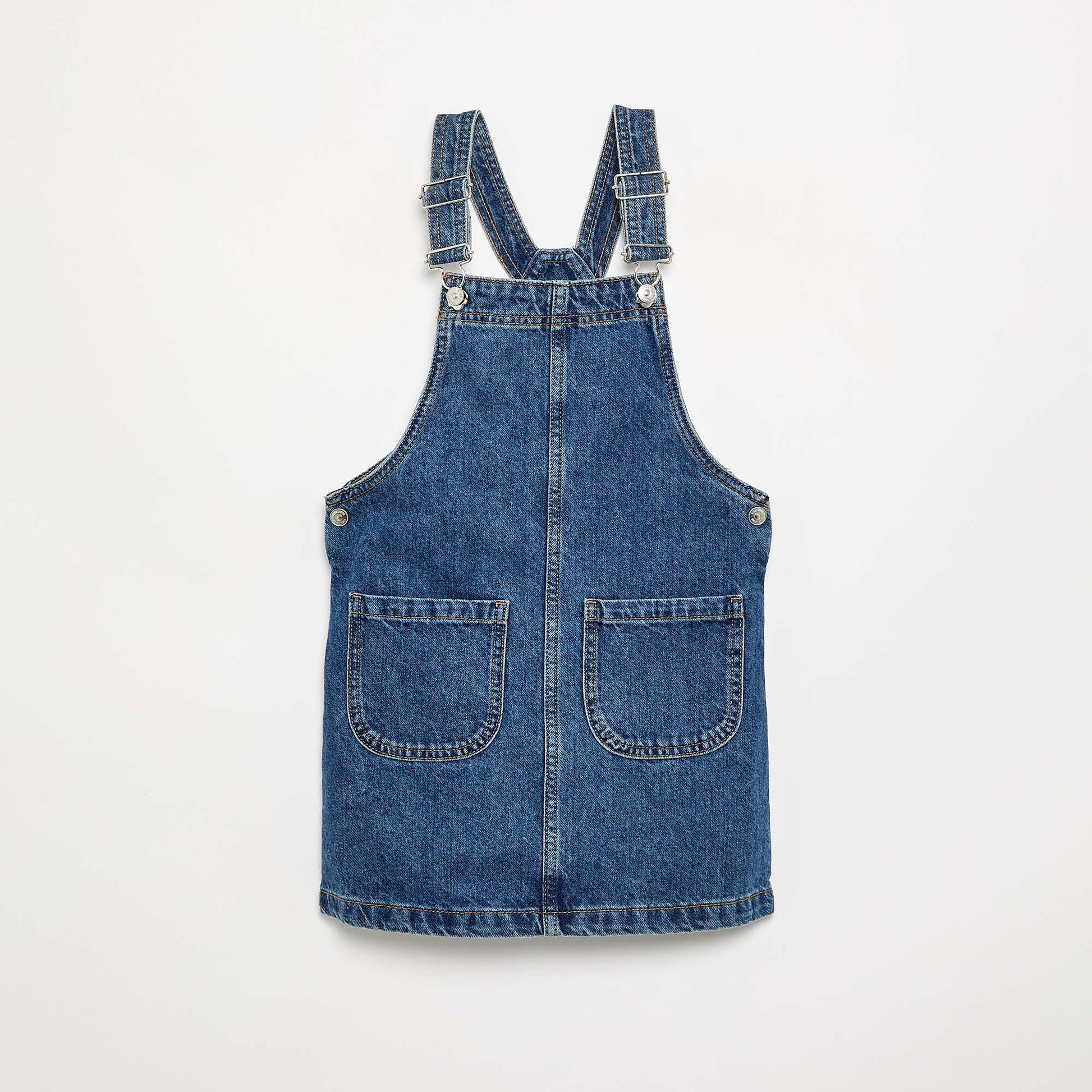 Robe salopette en jean avec 2 poches plaquées BLEU